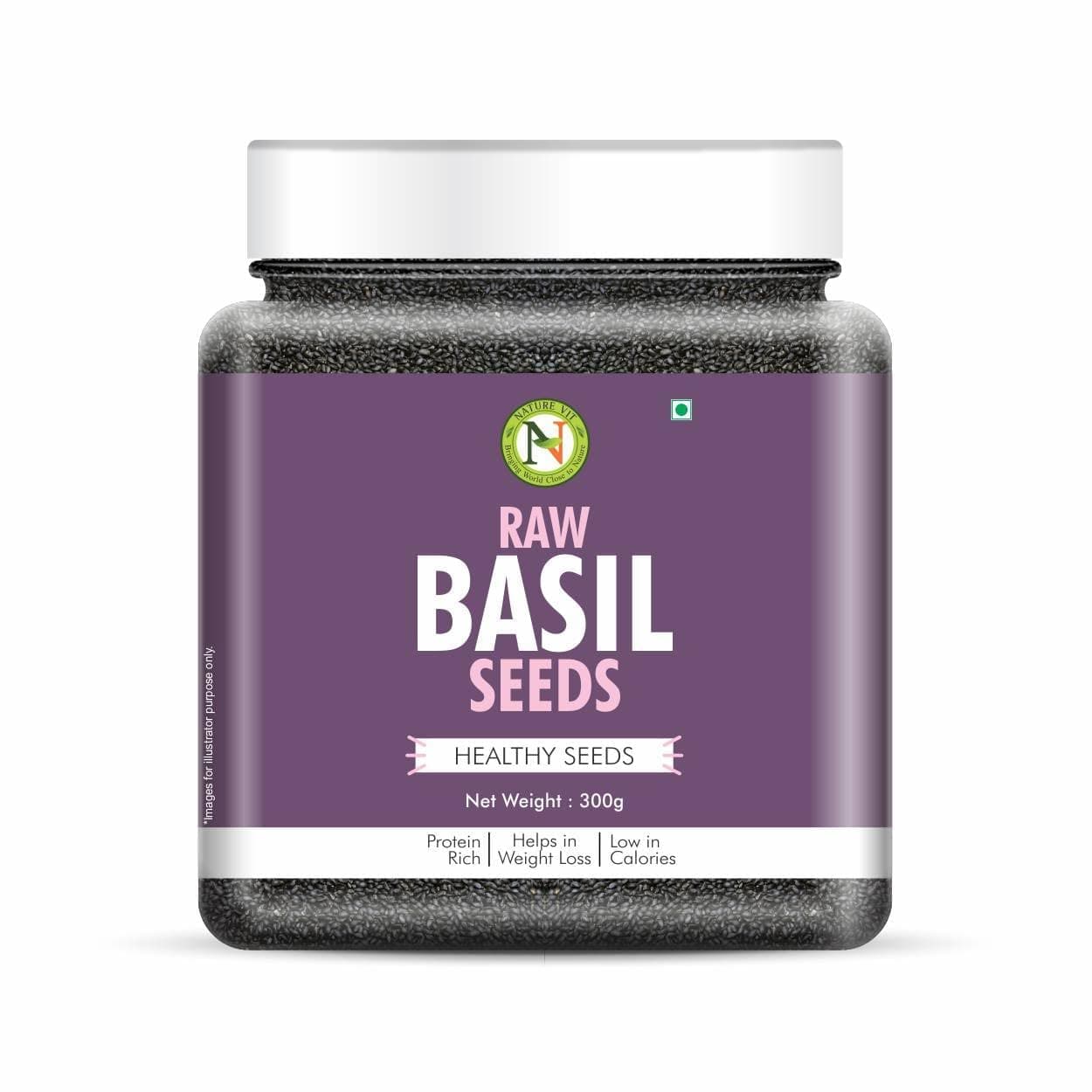 NatureVit Basil Seeds, 300g | Tukmaria | Sabja | Falooda | Beat the Heat with Sabza Seeds