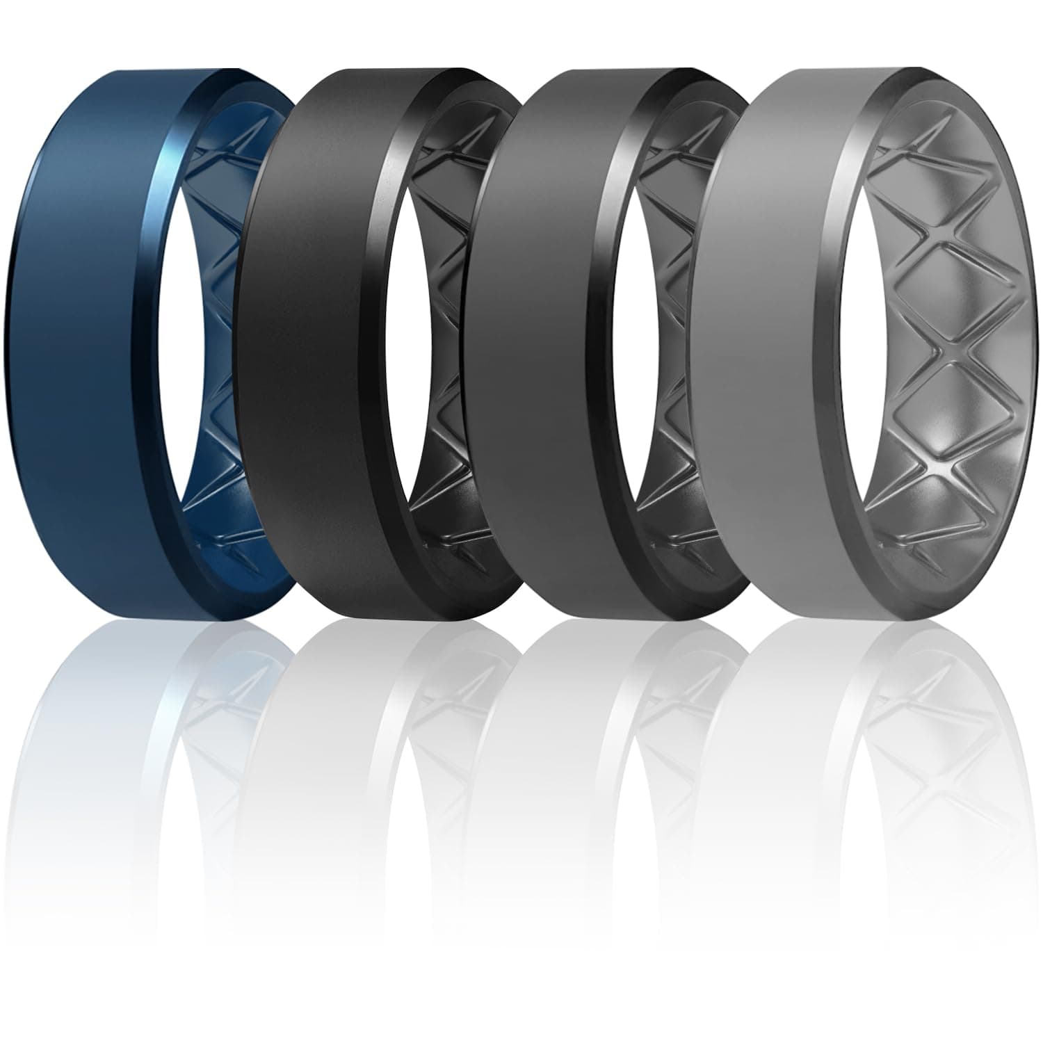 Egnaro Silicone Ring For Men 9mm Wide 2.5mm Thick, Rubber Wedding Bands Ergonomic Breathable Design, Flexible Engagement Rings
