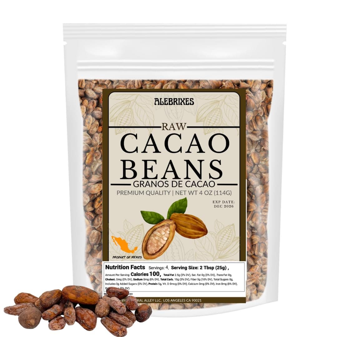 Alebrixes | Whole Cacao Beans 4 oz (114 g) | Granos de Cacao -Raw Cacao Beans | Authentic Mexican Raw Cacao - Premium Quality | Natural - Imported from Mexico