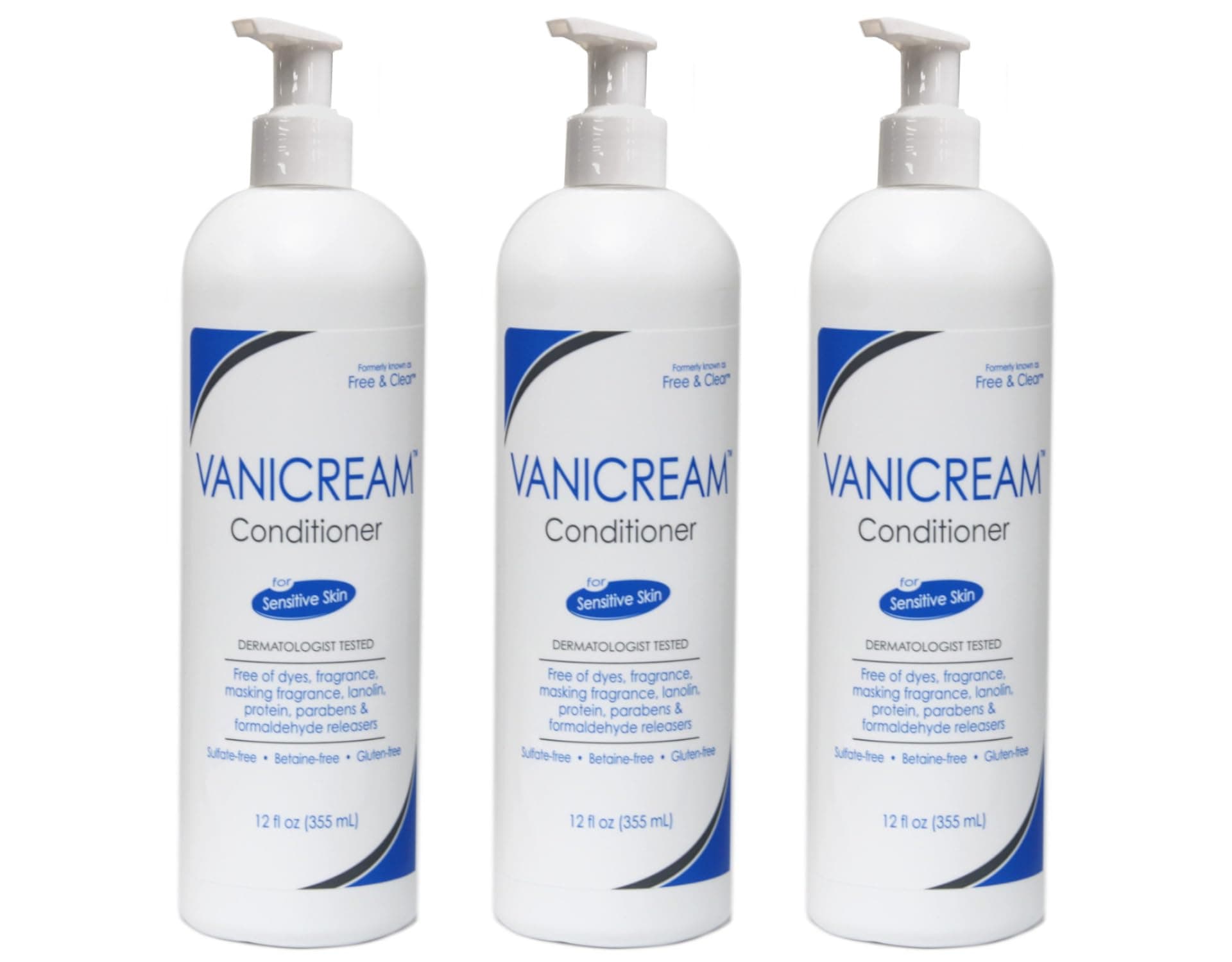 Conditioner for Sensitive Skin, Free of Dyes, Fragrance, Lanolin, Parabens and Formaldehyde Releasers, Dermatologist Tested, 12 fl oz (Pack of 3)