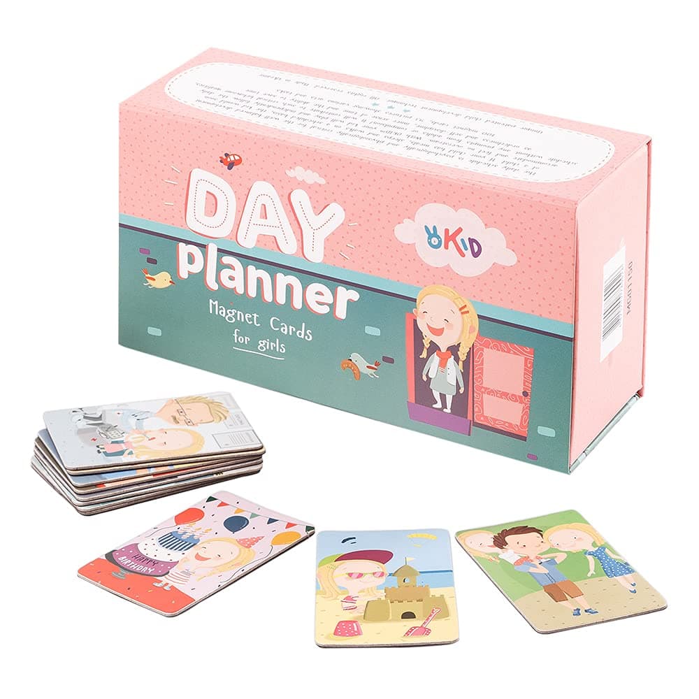 OKID Magnetic Picture Cards for Kids, Picture Visual Schedule for Daily Routines for Children, Toddler Schedule Chart with Picture Exchange System Tools, ADHD Communication Toys for Girls