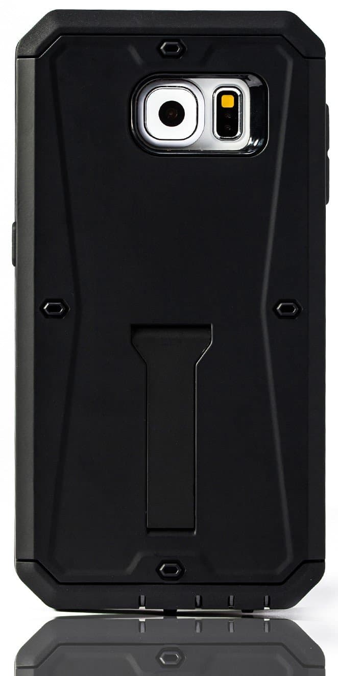 Galaxy S6 Case, Tridefense Three-layer Rugged Protective Cover with Built in Screen Protector and Foldable Kickstand for Samsung Galaxy S6 By Coveric (Black)