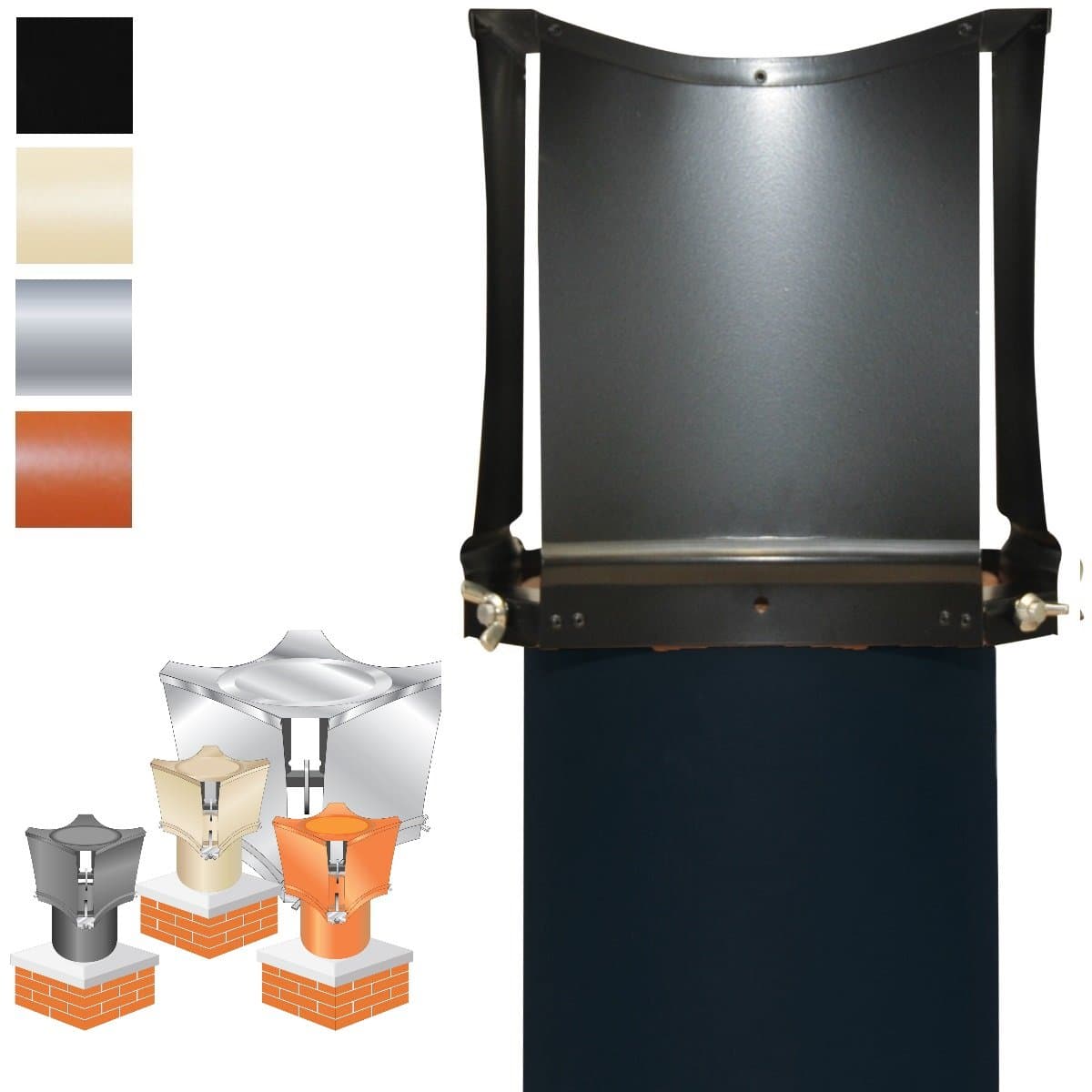 SV1B : Vent Cowl Anti-DownDraught Chimney Cowl for 200mm/8" flue Black