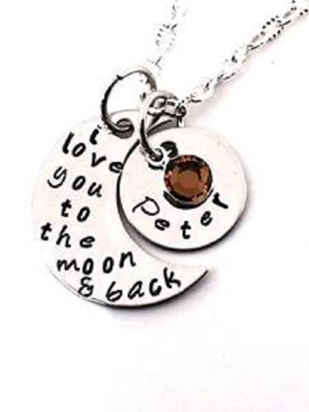 I LOVE YOU TO THE MOON AND BACK Necklace with 7 Names - Hand Stamped Personalized Jewelry - Silver Necklace - Custom Jewelry - Great for Valentines Day