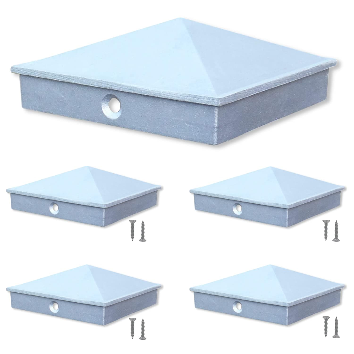 WeatherPRO 4x4 Post Caps Unfinished Aluminum (Fits 3.5” x 3.5” Wood Posts), Decorative Raw Cast Metal, Fence, Mailbox, Dock and Deck Post Topper, 4-Pack, Sold by U.S. Company