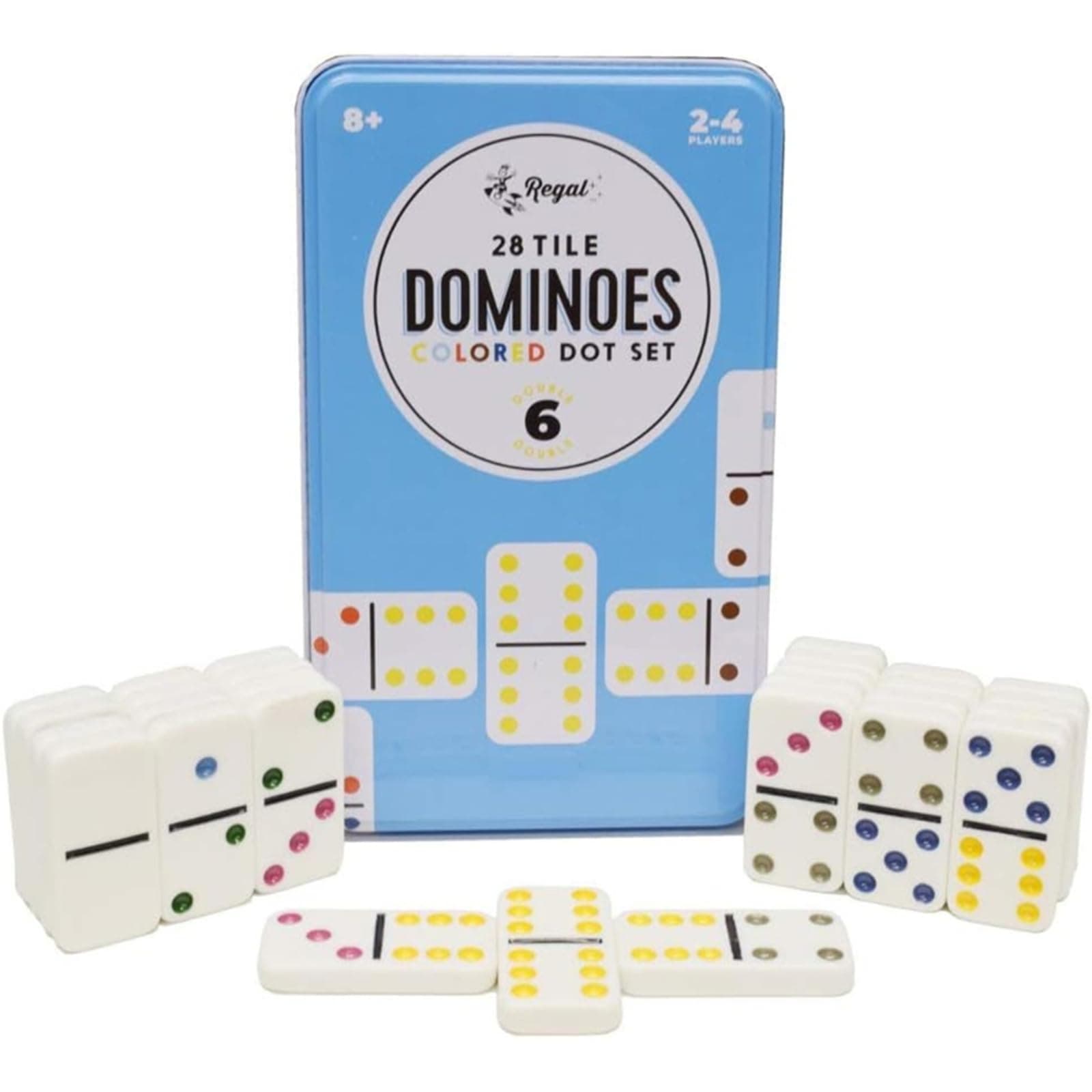 Double 6 Dominoes Set for Adults & Kids - Classic Domino Game with 28 Tiles Colored Dots - 2 or 4 Player Games & Ideal for Family Fun Game Night and Travel (Ages 8+)