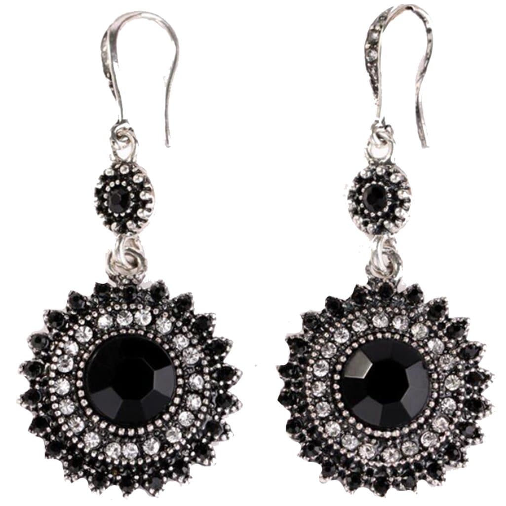 Bohemia national wind restoring ancient ways sunflower earrings (Black)