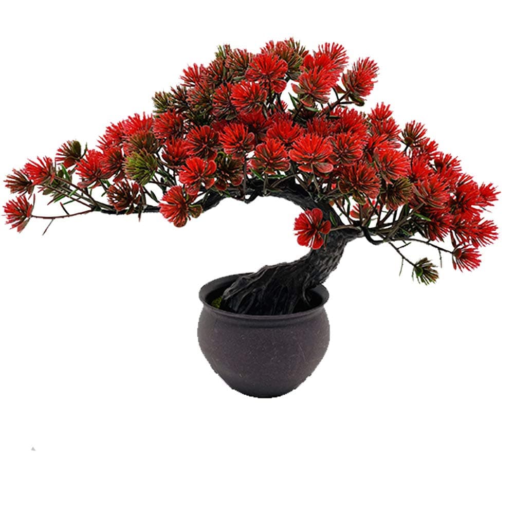 Artificial Bonsai Tree Miniature Artificial Plants Potted Japanese Zen Tree 33 cm in Width Artificial House Plants Juniper Bonsai Fake Plant Greenery for Home Office Decor Desktop Display