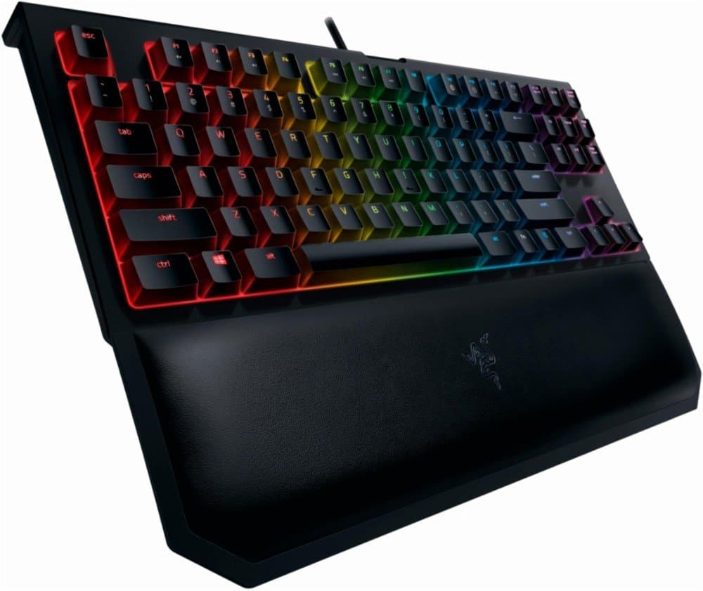 BlackWidow TE Chroma v2 TKL Tenkeyless Mechanical Gaming Keyboard: Yellow Key Switches, Linear & Silent, Chroma RGB Lighting, Magnetic Wrist Rest, Programmable Macros, Classic Black