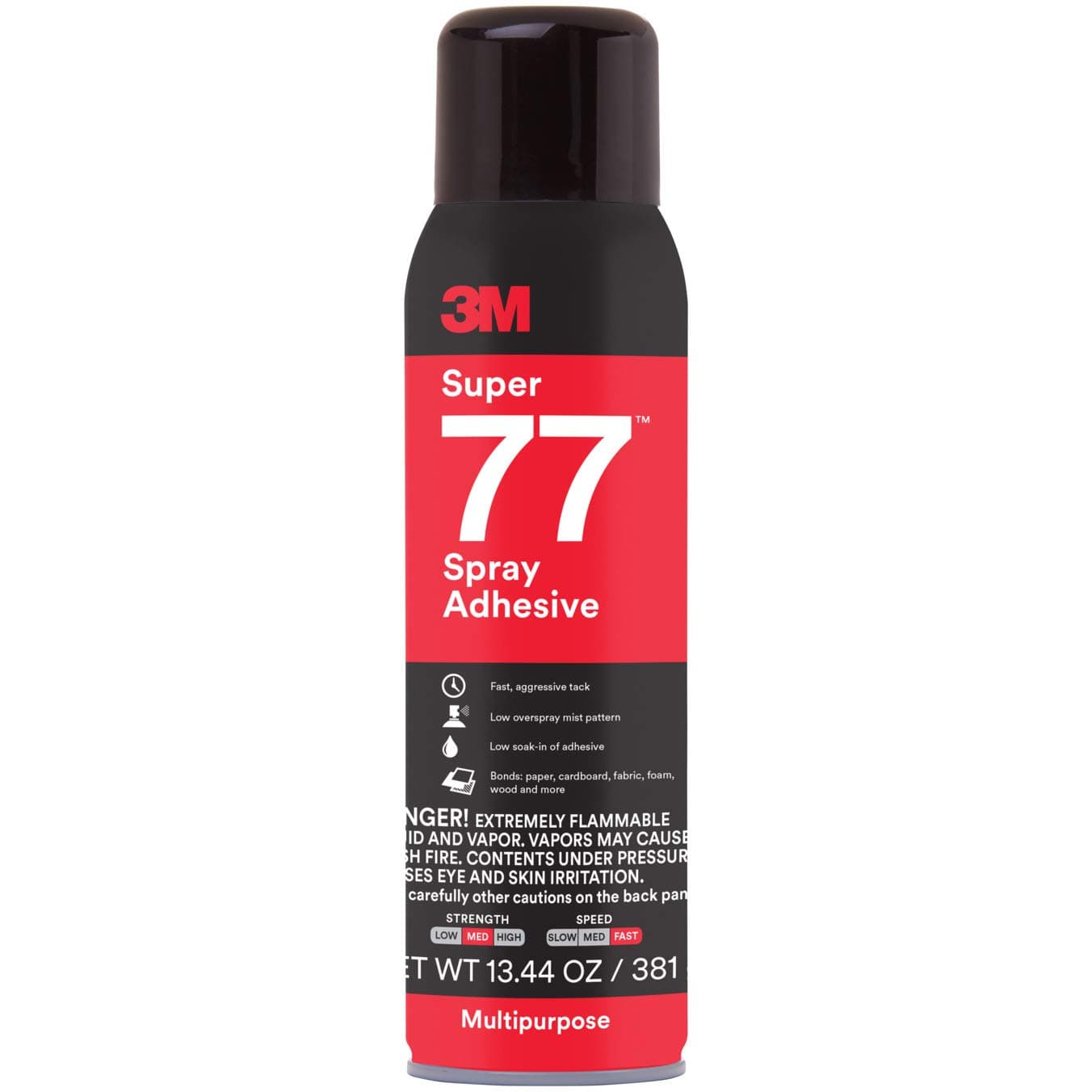 Super 77 Multipurpose Permanent Spray Adhesive Glue, Paper, Cardboard, Fabric, Plastic, Metal, Wood, Net Wt 13.44 oz