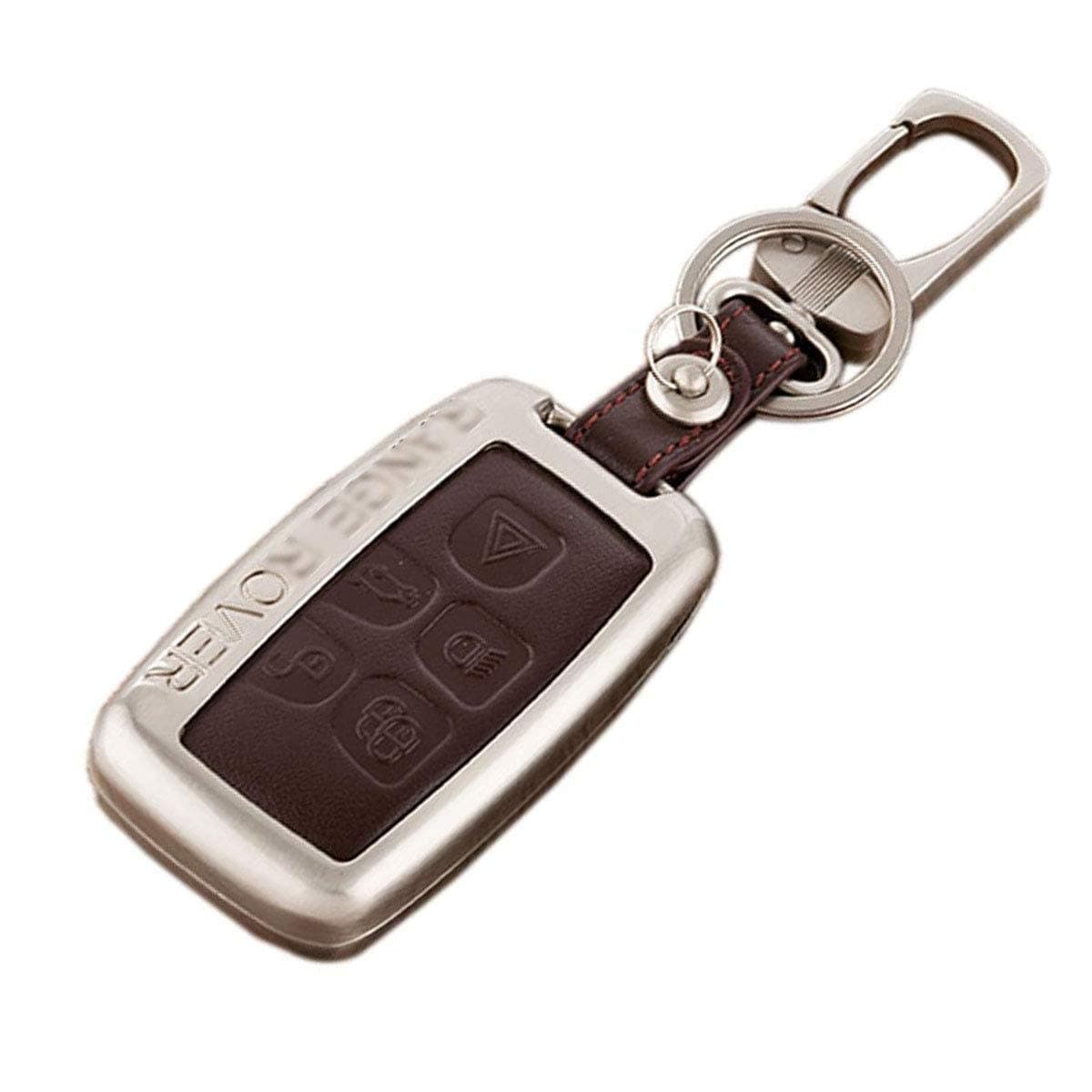 JMD GLOBAL SALES Genuine Leather Key fob Cover case Holder Zinc Alloy Key Holder Shell Covers for (Range Rover)