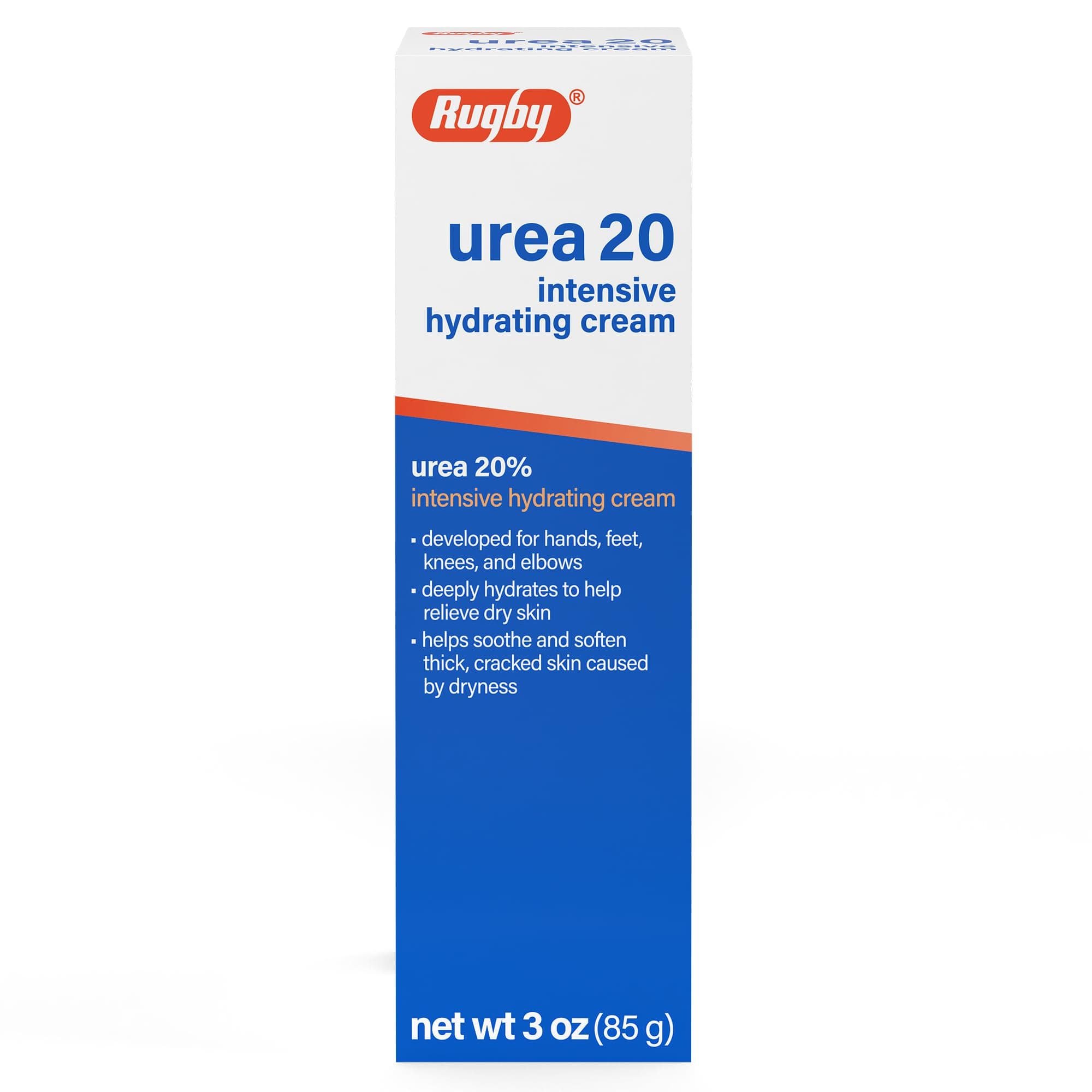 Rugby Urea 20% Intensive Hydrating Cream - Urea Cream for Feet, Hands, Knees, and Elbows - 3 Oz (1 Pack)