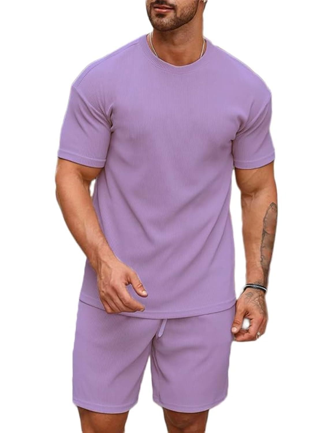 SMOWKLY Men's Pyjama Set - T-Shirt and Shorts Night Wear - Night Suit for Men
