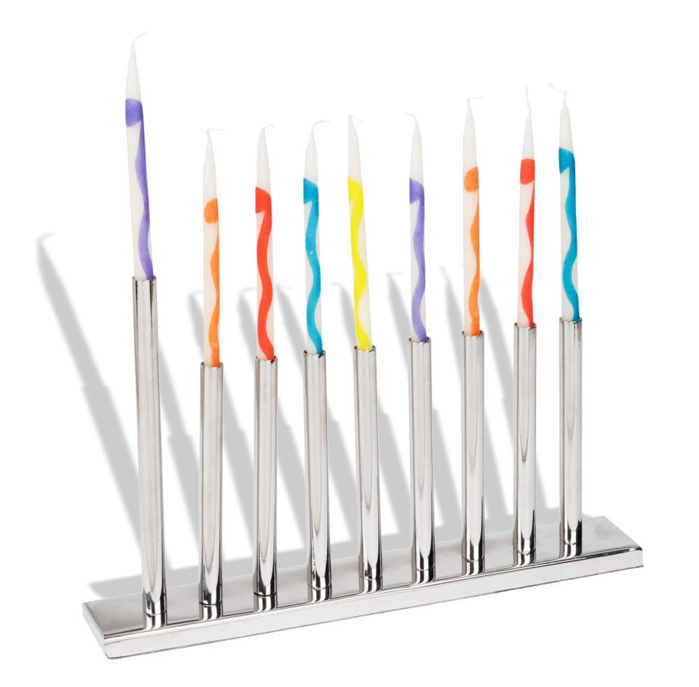 The Dreidel Company Stainless Steel Modern Hanukkah Menorah for All 8 Nights of Chanukah
