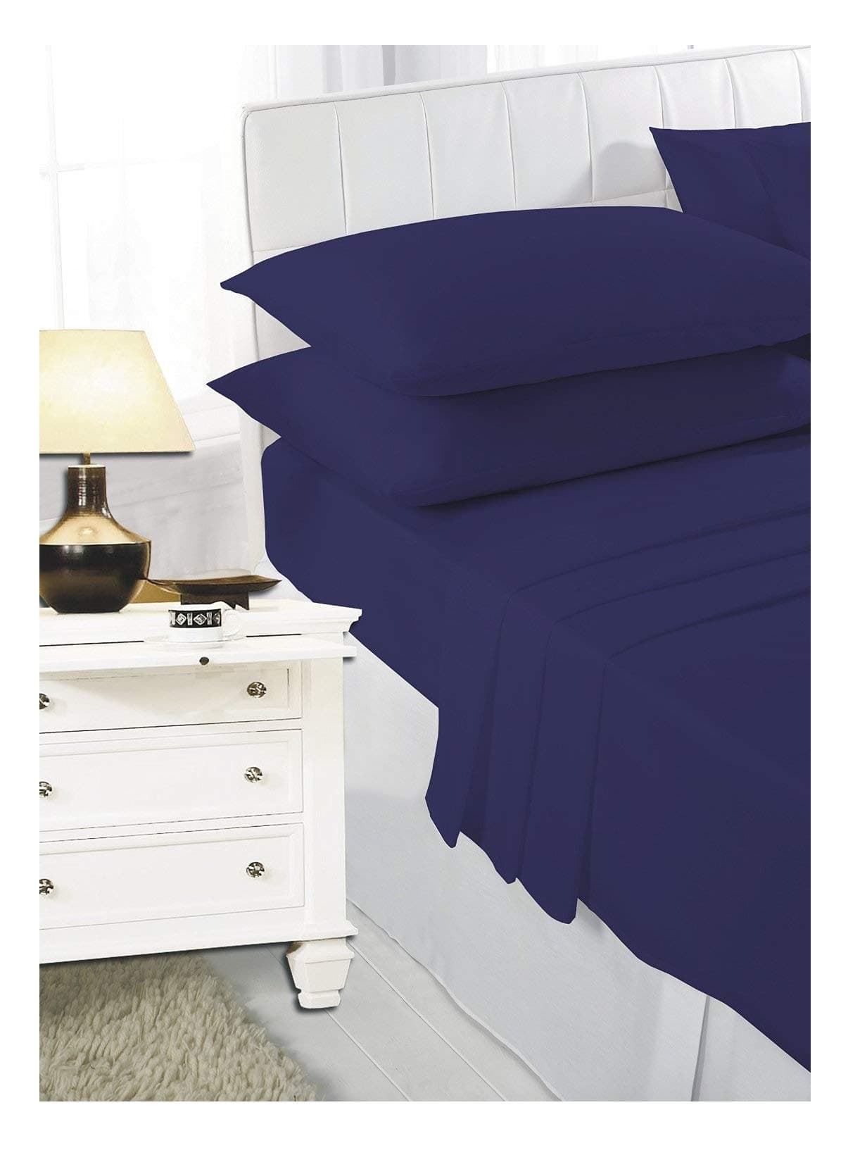Navy 2ft 6" (76cmx190cm) Percale Bunk Bed Fitted Sheet Caravan Campervan - Small Single Bed