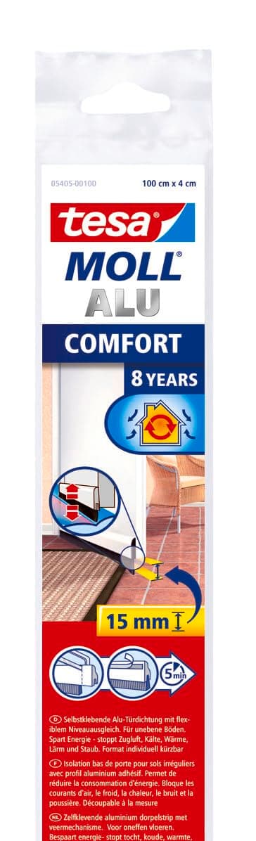 tesa UKMoll Door Sealing Rail for Uneven Floors, White