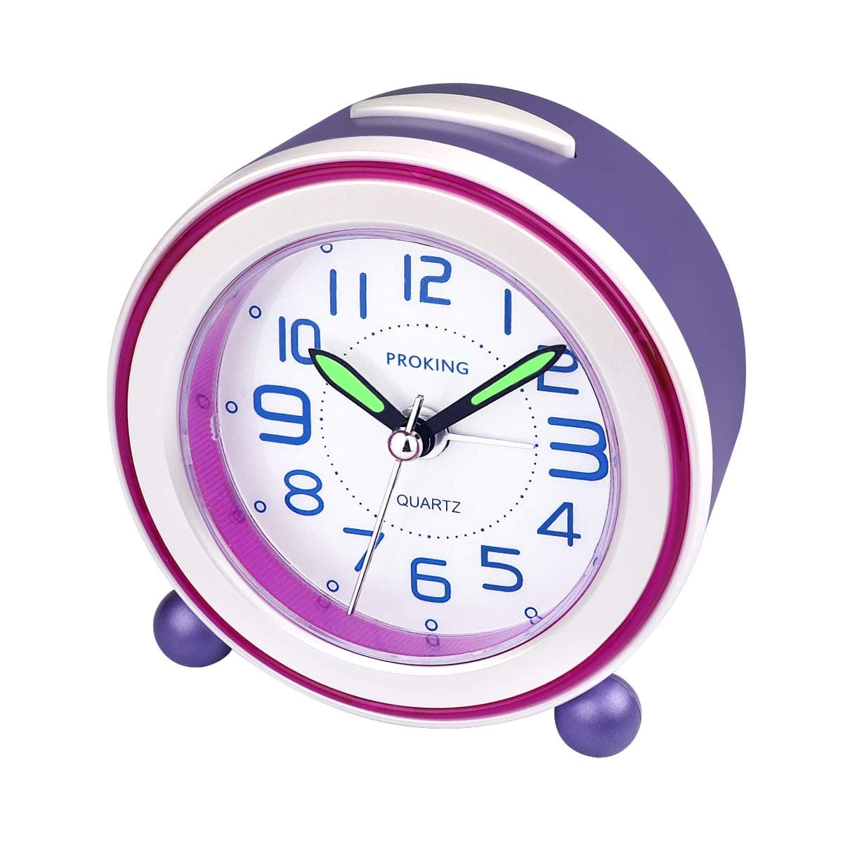 Analog Alarm Clock, Compact Non Ticking Bedside Travel Silent Alarm Clock with Loud Alarm, Night Light, Snooze, Battery Operated Wake Up Clock