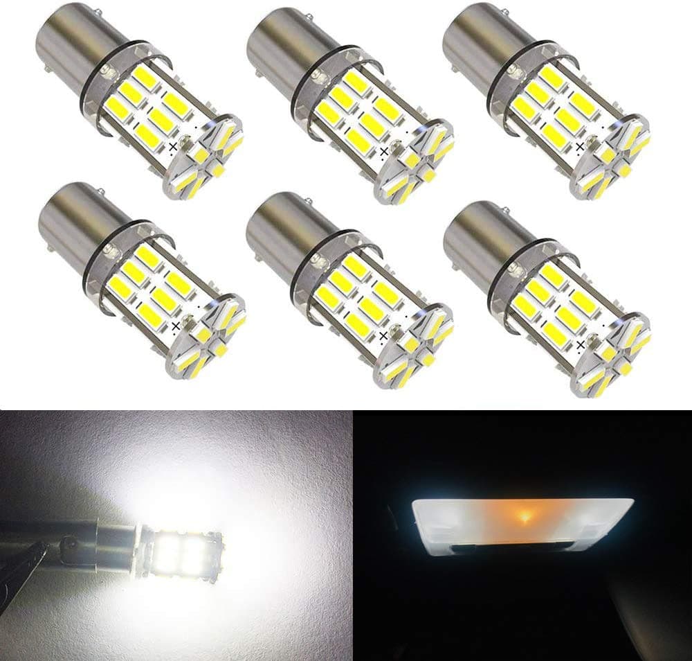 6-Pack BA9S 3014 30SMD 6000K White BA9 BA9S 53 57 1895 1445 17053 64111 LED Bulbs Side Door Courtesy Lights Cargo Lights Gauge Lights