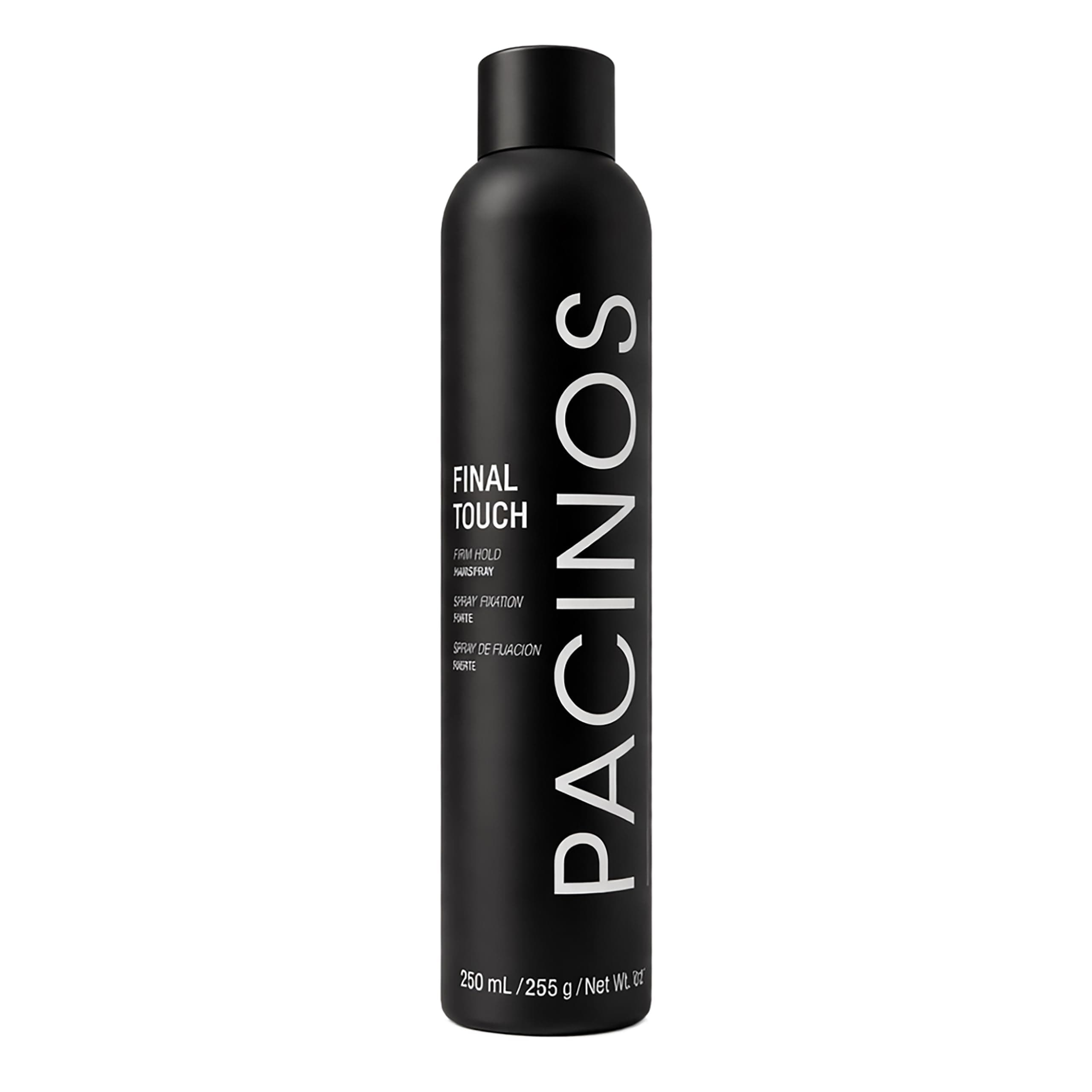 Pacinos Final Touch Hairspray, Anti-Frizz, Firm Hold, Flexible, Fast Drying and Flake Free Aerosol, Add Volume, Texture and Strength to your Hairstyle, Works Against Wind, Moisture and Humidity