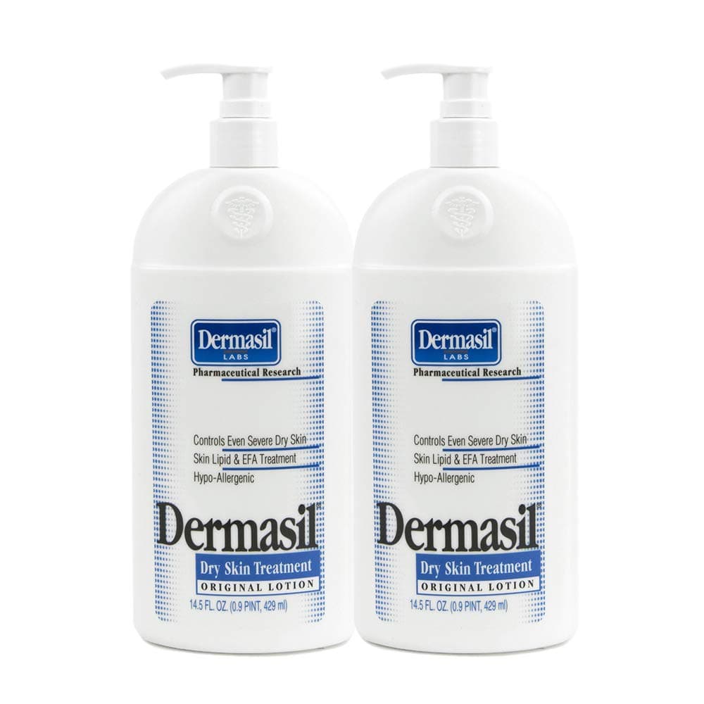 Dermasil Dry Skin Body Moisturizing Lotion | Full Body Lotion & Face Protection for Soothing & Softens | Labs Dermatologists Recommended Treatment Pump Cap Bottle (Dry Skin 14.5 OZ - Pack of 2)