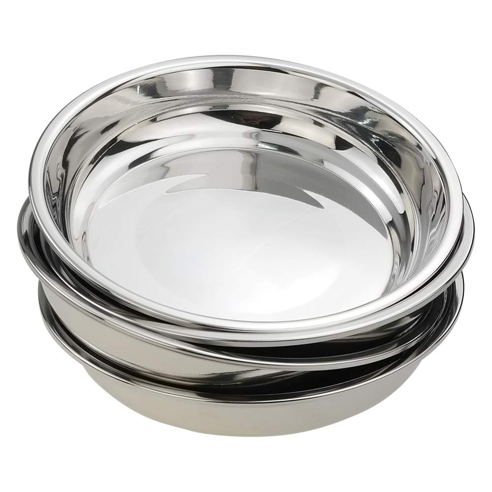 Anbers 18/10 Stainless Round Dinner Plates Dishes, 9.4-INCH Camping Plate, 4 Packs