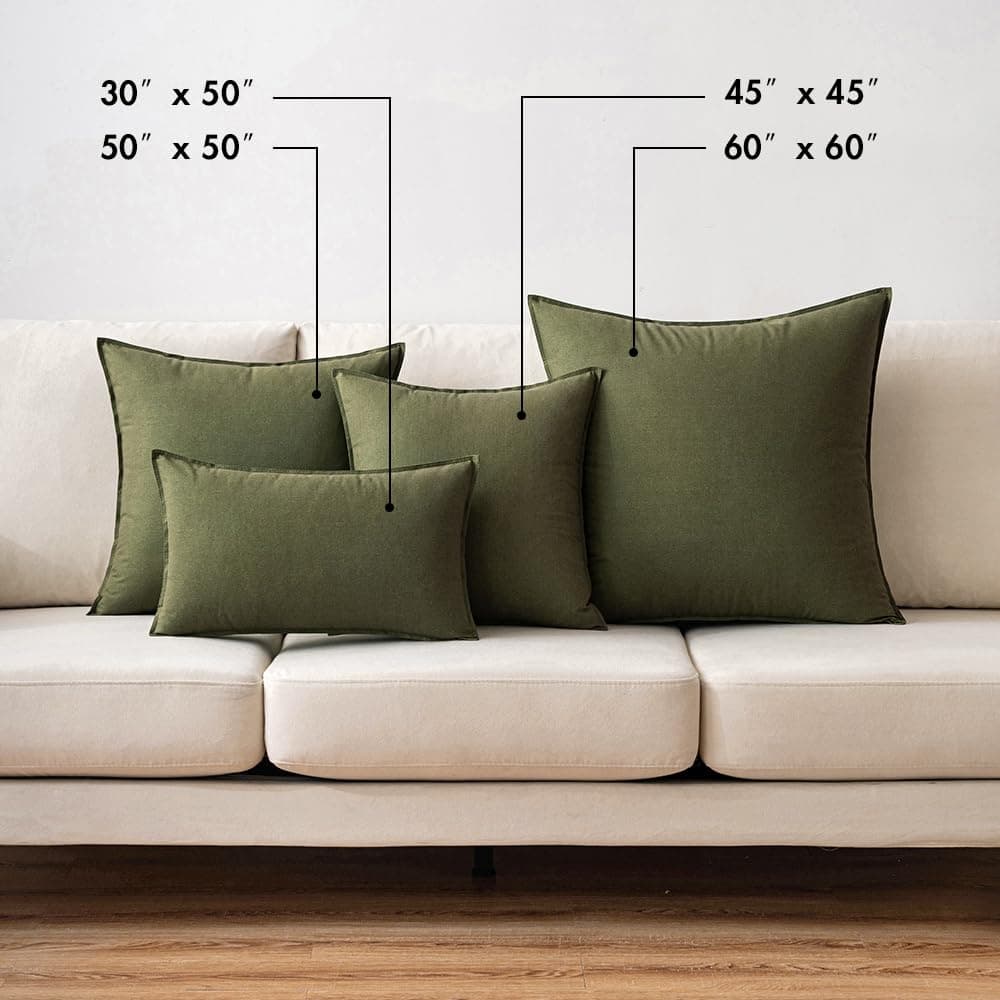 MIULEE Pack of 2 Decorative Linen Pillow Covers Boho Farmhouse Modern Soft Spring Accent Throw Pillows Neutral Cushion Covers for Sofa Couch Bed Living Room Home Decor, 18x18 Inch Olive Green