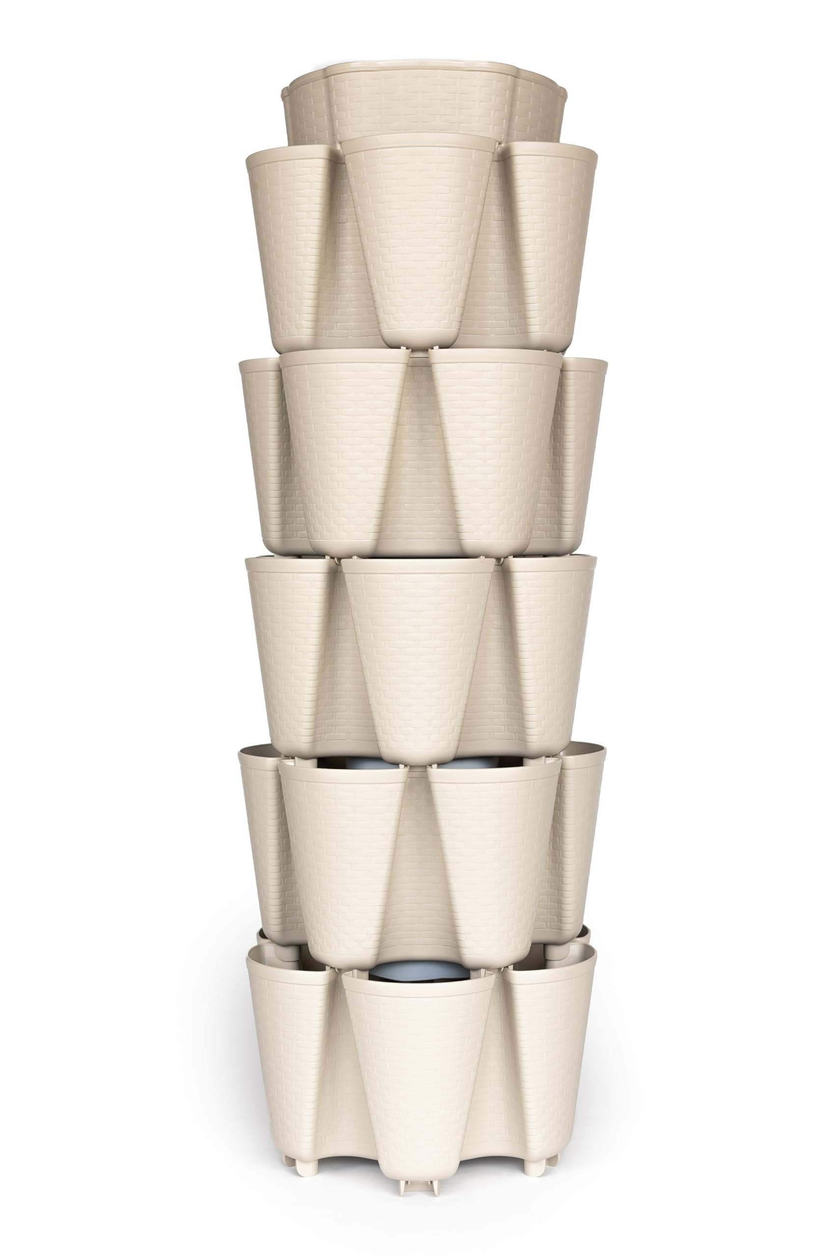 Greenstalk 5 Tier Original Vertical Planter in Basket Weave Texture (Stunning Stone)