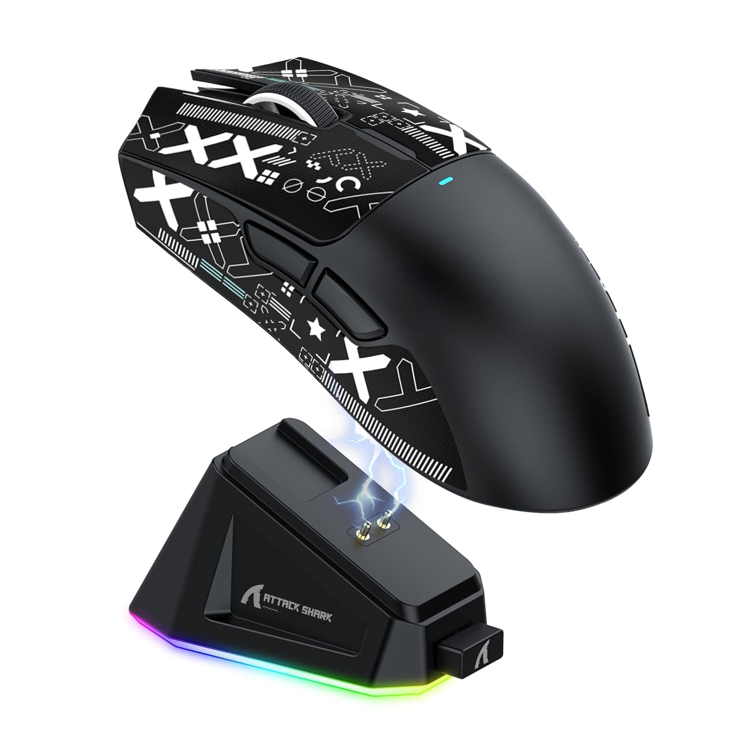 MAGIC-REFINER Attack Shark X11 59g Superlight Wireless Gaming Mouse with Grip Tape, RGB Charging Dock,BT/2.4G Wireless/Wired Pc Mouse, 22000 DPI,5 Programmable Buttons for Pc/Mac(Black)