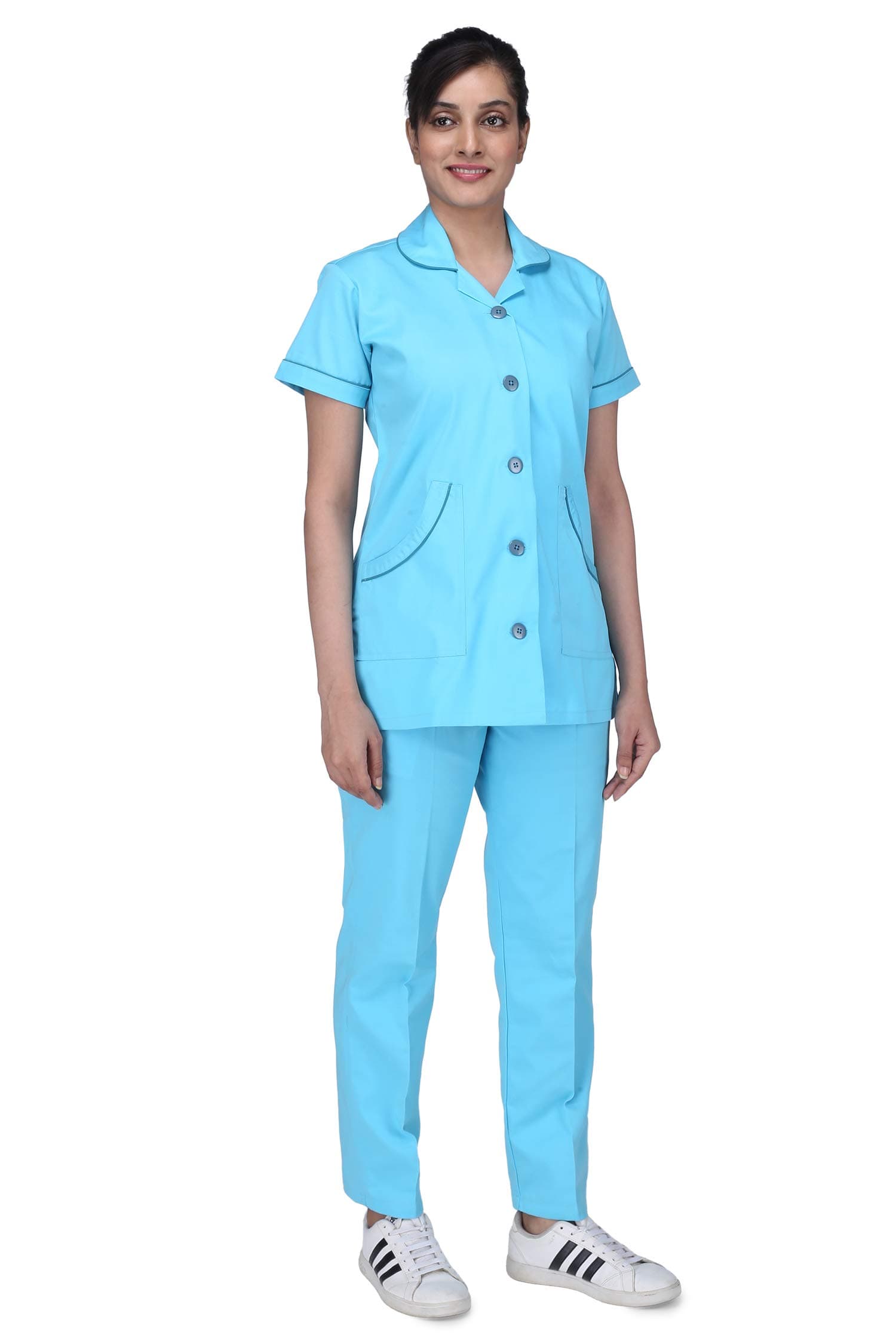 Uniform Craft Polyester and Cotton Twill Aqua Blue Nurse Uniform, Large, NT02 Aqua Blue_L