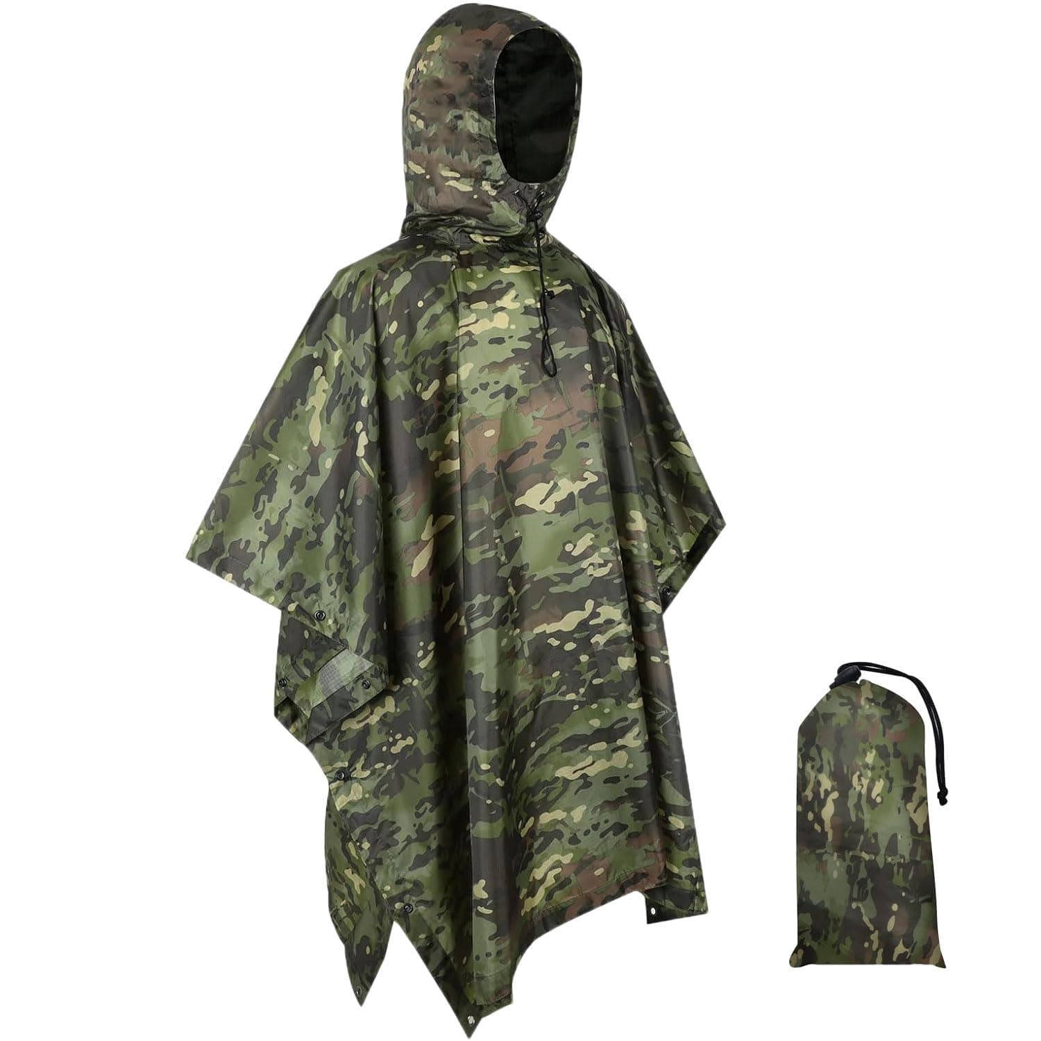 WINWAY Military Style Poncho Multi Use Rip-Stop Camouflage Raincoat