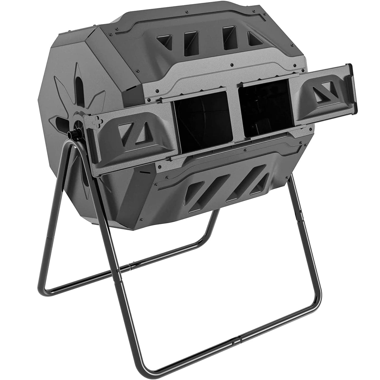 160L Dual Chamber Compost Tumbler Bin Capacity rotatable, Better Air Circulation Efficient Compost, Rotating Tumbling Composter Bin for Garden