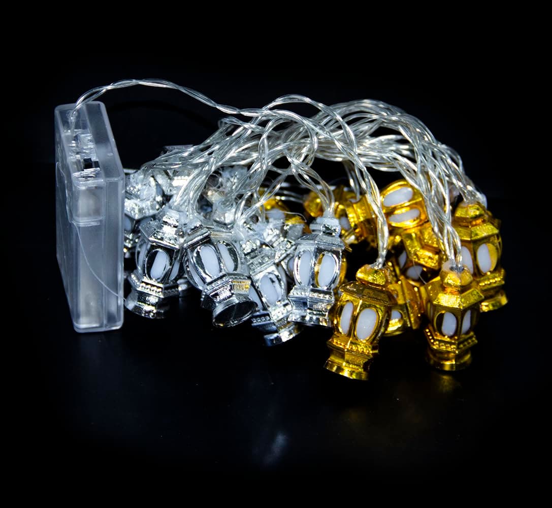 Ramadan Eid Fanoos String Lights, 6.5 Feet 20 LEDs Eid Mubarak Palace Lantern Lamp for Islamic Indoor Outdoor Home Garden Decoration (Warm White) Battery operated