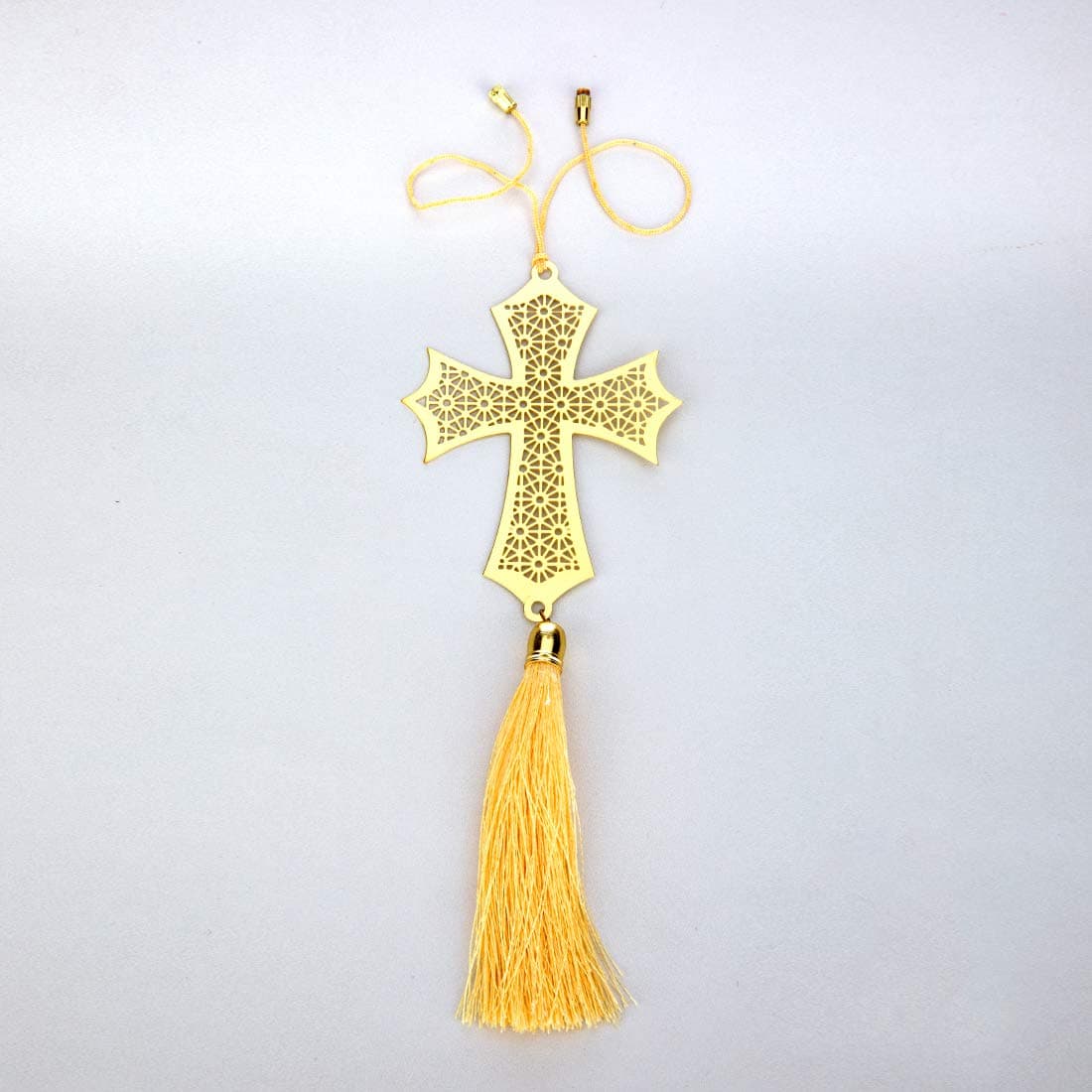 ADORAA's Christian Faith Religious Cross Rear View Mirror Car Hanging Ornament/Perfect Car Charm Pendant/Amulet - Accessories for Car Décor in Brass for Divine Blessings & Safety/Protection