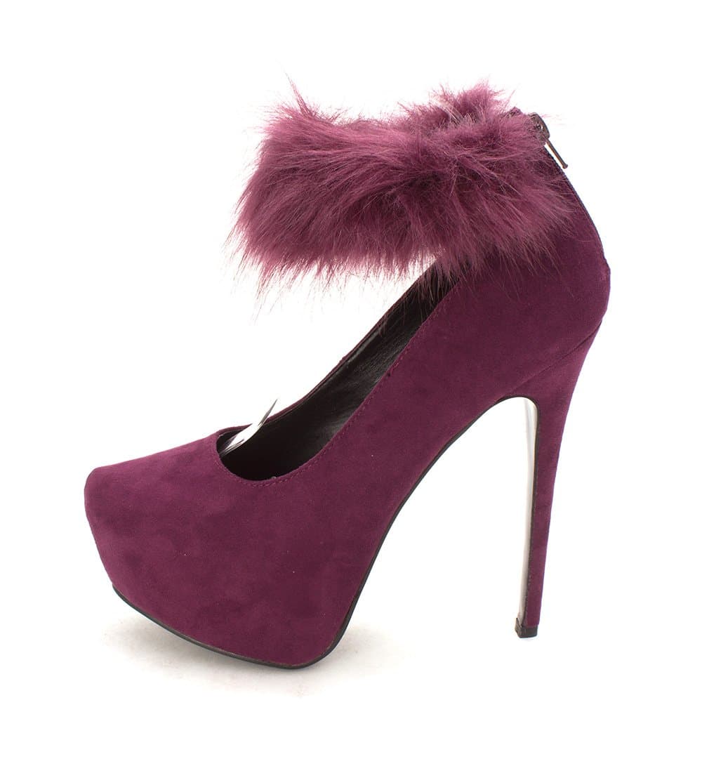 ShoeDazzle Womens Farah Closed Toe Ankle Strap Platform Pumps, Plum, Size 8.5 US / 6.5 UK US