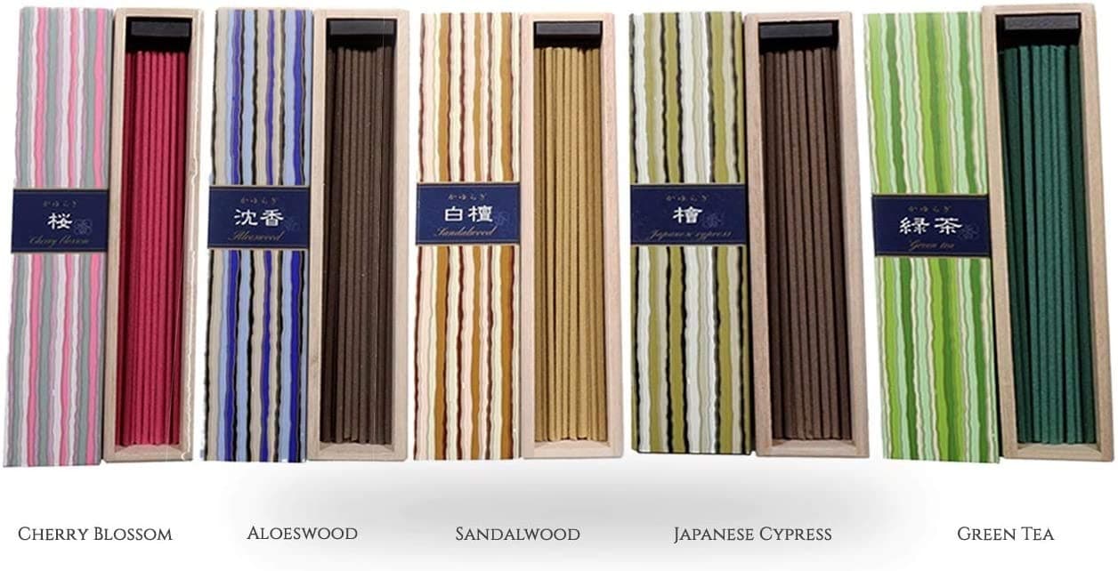 nippon kodoiTakara Kayuragi Incense Collection | Japan Classics Bundle 40x5 | Floral and Aromatic Wood Scents for Relaxation, Meditation, Prayer, Reading, Yoga | Clean Burning, Pure Scent