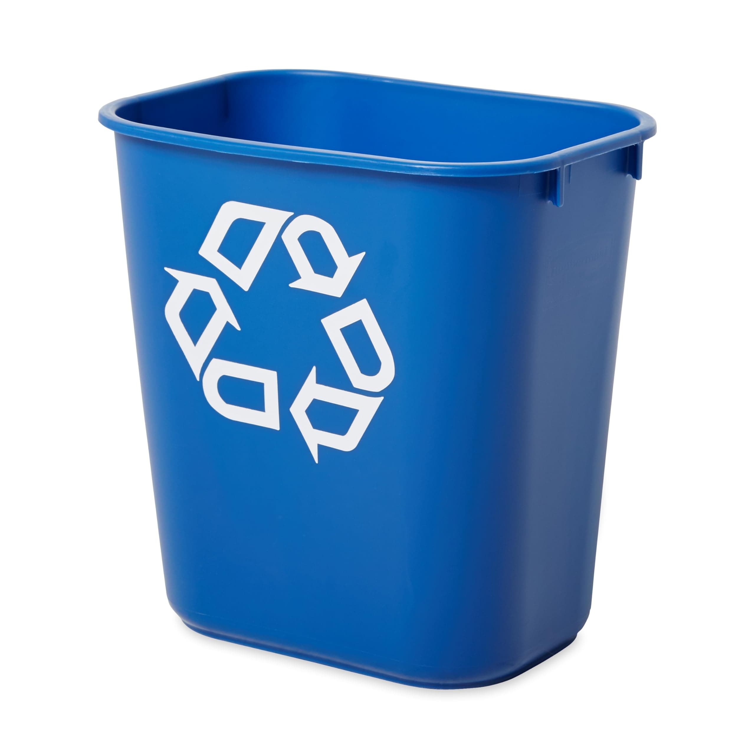 Rubbermaid Commercial Deskside Recycling Container, 3.25-Gallon/13-Quart, Blue Recycling Symbol, Plastic, for Bedroom/Bathroom/Office, Fits Under Desk/Sink/Cabinet