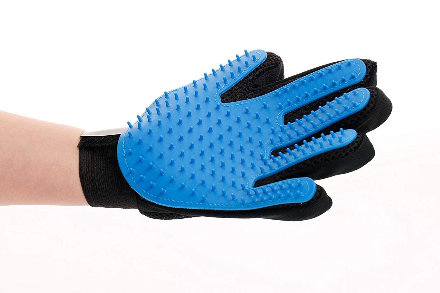 Pet Grooming Gloves For Shedding, Petting - Best For Gentle Deshedding Brush; Efficient Cat & Dog Fur Remover; Pleasant Bathing Massage. Five Finger Design - 1 Pair For Both Hands (BLUE)