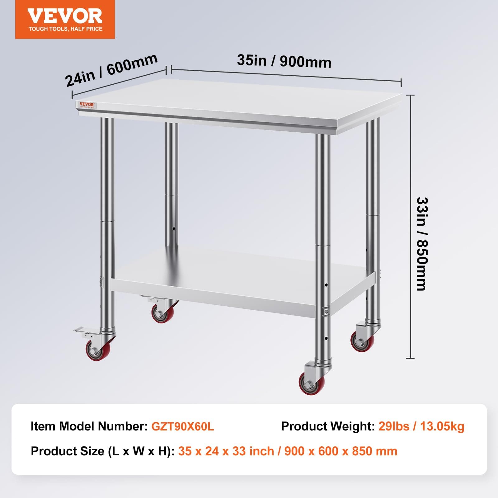 VEVOR Mophorn Food Preparation Table, Stainless Steel