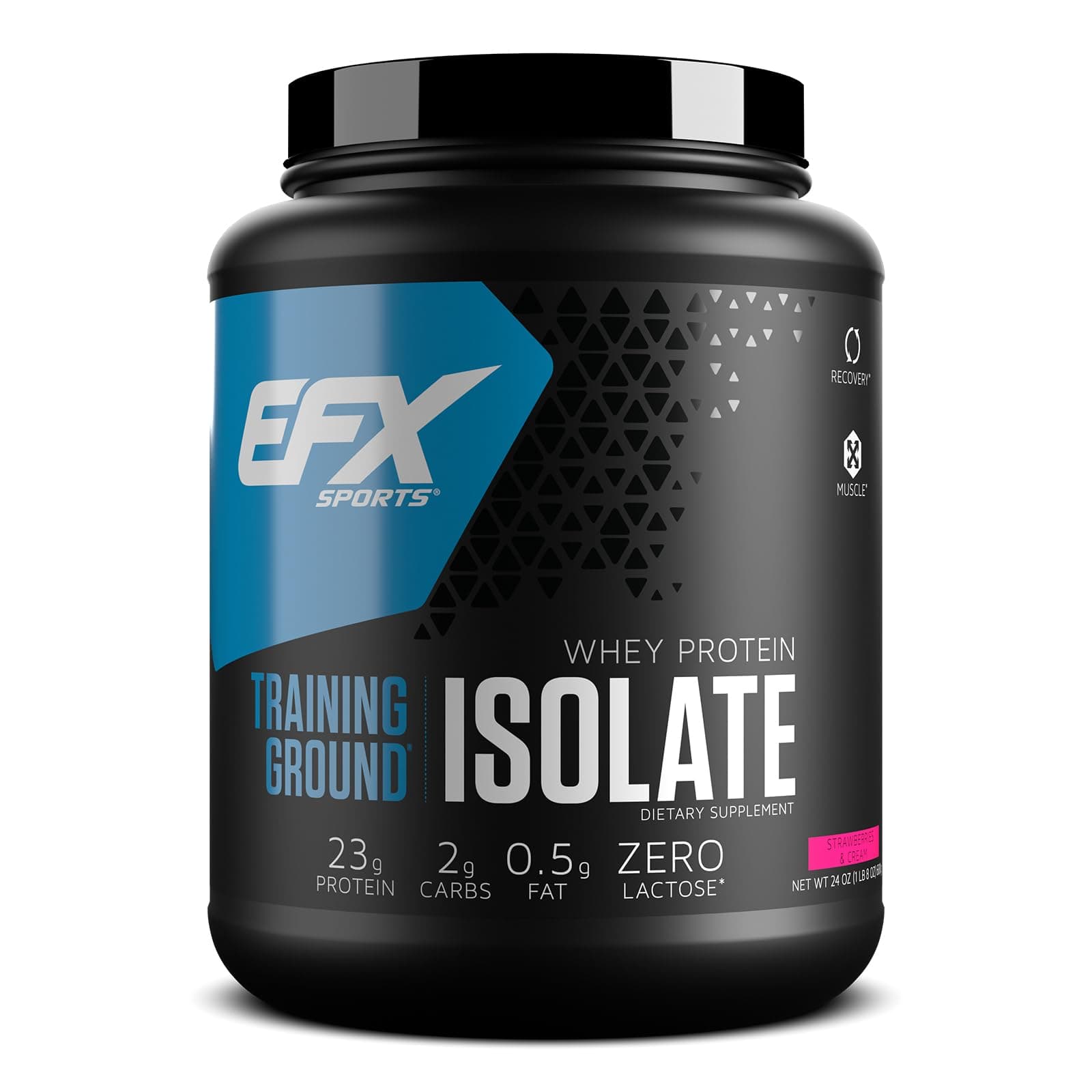EFX SportsTraining Ground Whey Protein Isolate | Ultra Clean, Low Carb Protein Powder | Lactose Free | 25g Protein | 24 servings (Strawberries & Cream)