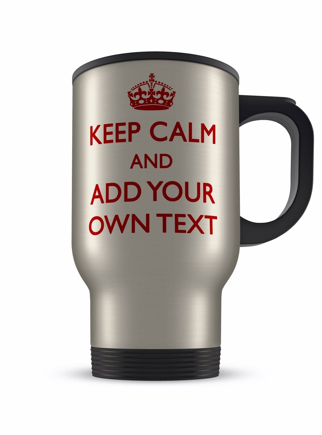 Personalised 14oz Keep Calm And Add Your Own Text Novelty Gift Aluminium Travel Mug (Red)