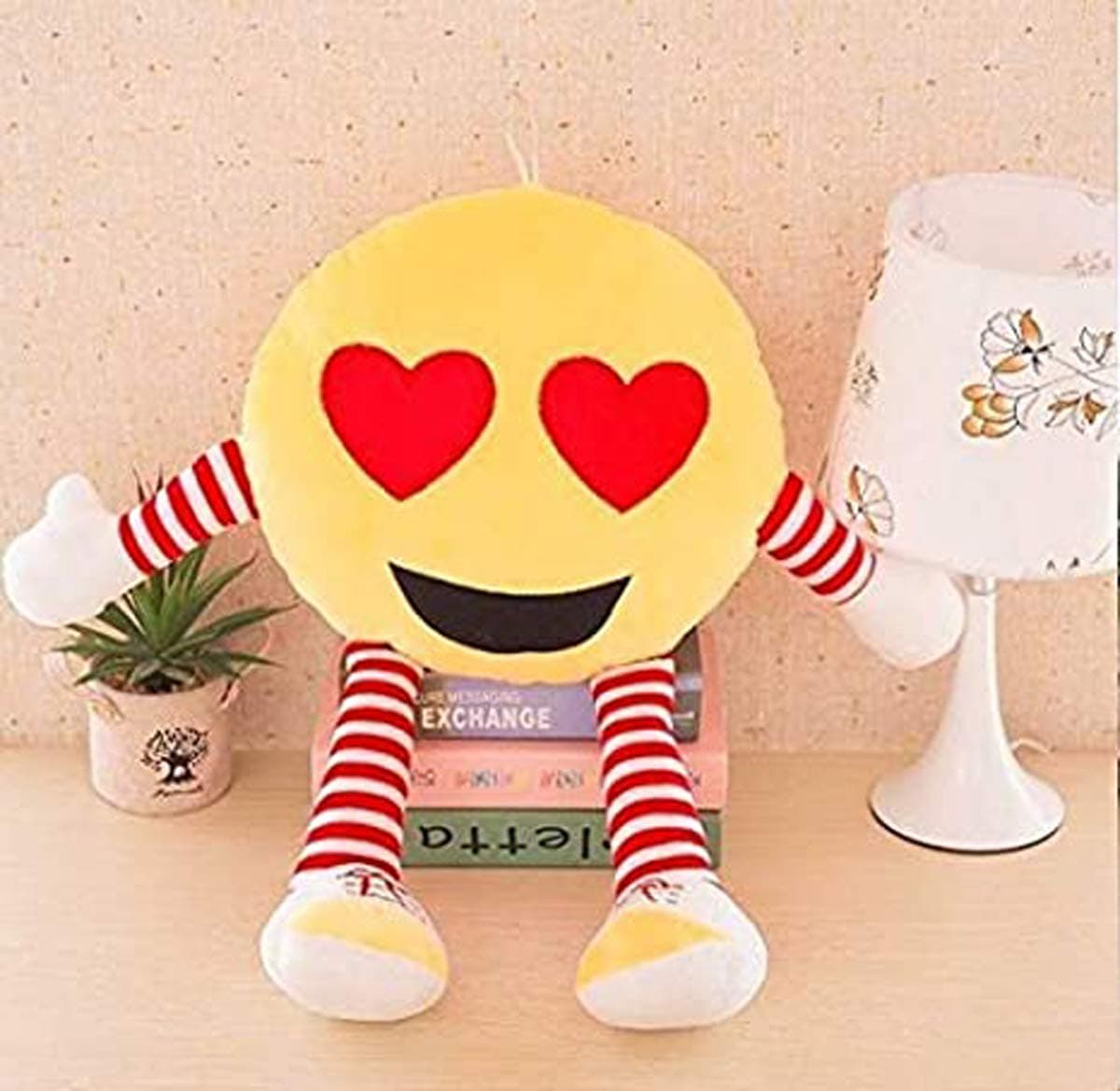 HUG 'n' FEEL SOFT TOYS Soft Toys Long Soft Lovable hugable Cute Giant Life Size Toy Bear Plush & Stuffed Toys (Emoji Pillow, Heart Eye Emoji) Lovely Toy