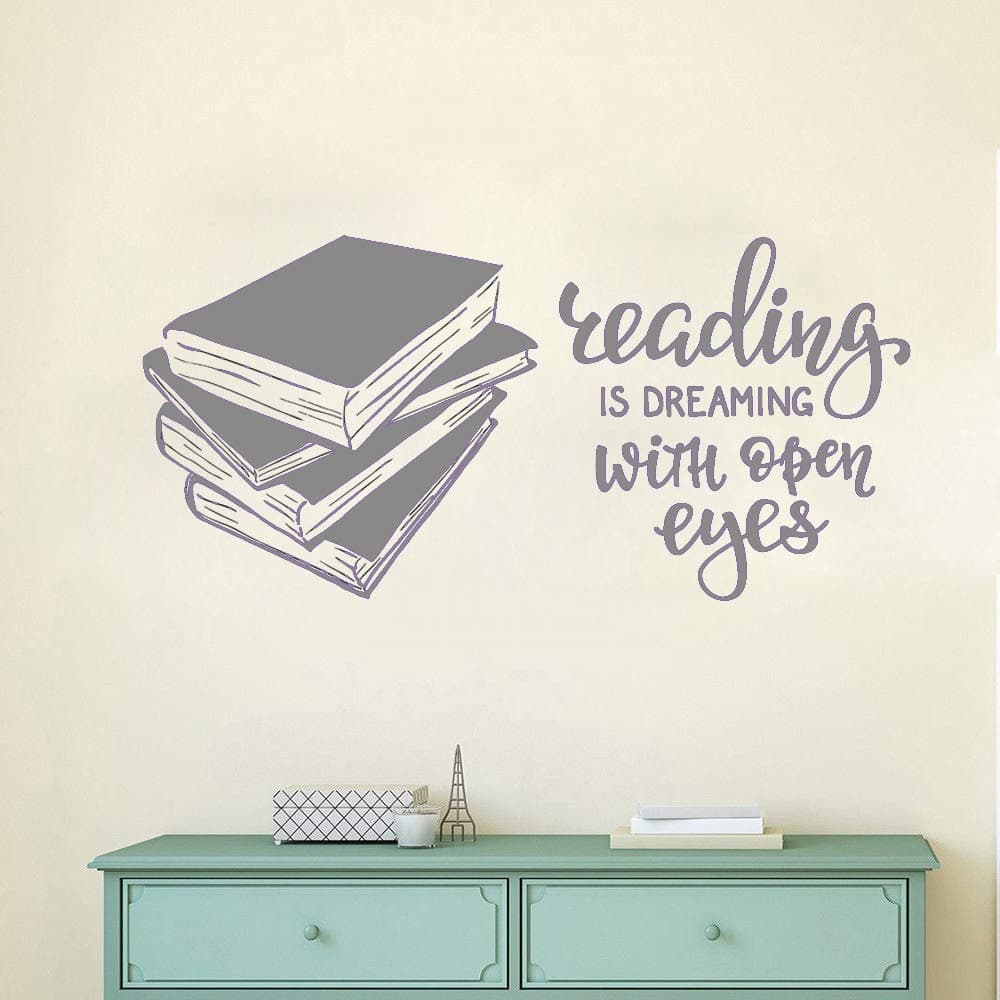 Living Room Decoration Books Reading Room Library Book Shop Poster for Bedroom Vinyl Art Gray 57x27cm