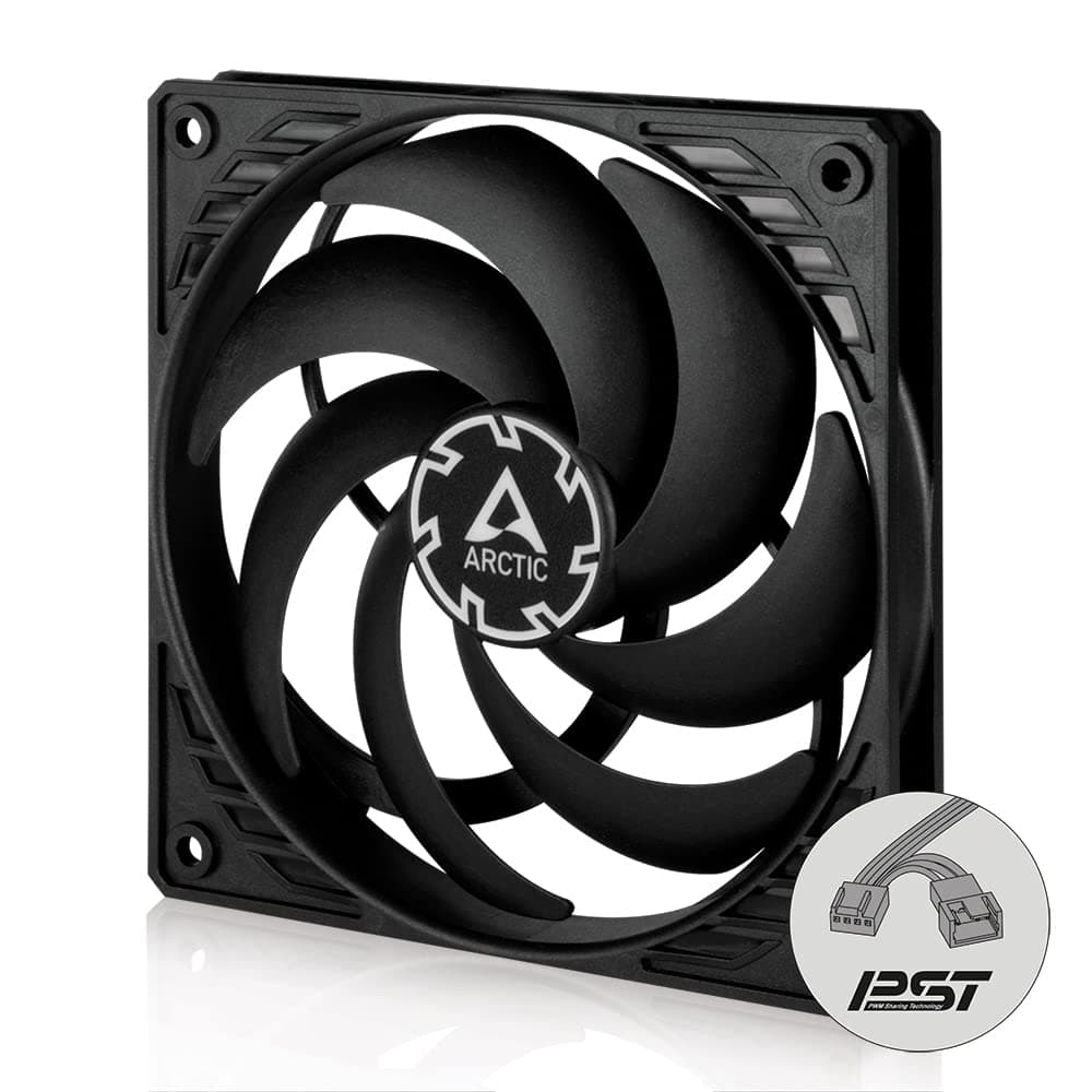 P12 SLIM PWM PST - 120 mm Case Fan with PWM Sharing Technology (PST), Pressure-optimised, quiet motor, Computer, extra slim, 300-2100 RPM - Black