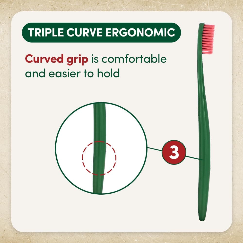 Euthymol Regular Toothbrush x 4, Compact Small Full Head, Soft Bristle, Triple Curve Ergonomic Manual Toothbrushes, Deep Cleaning, Sensitive Gums Teeth, Daily Oral Enamel Dental Care