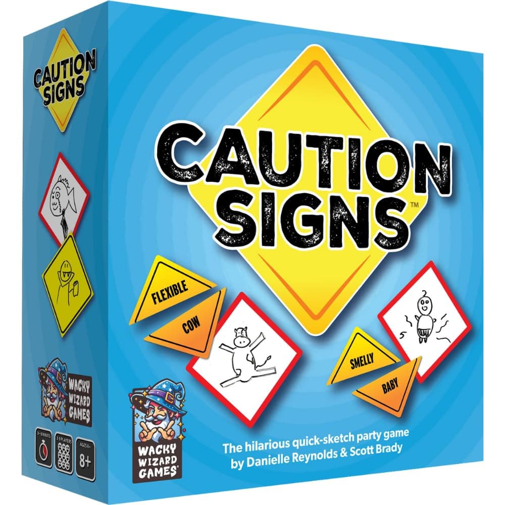 Wise Wizard Games | Caution Signs | Fast-Paced Party Game | Ages 10+ | 3-9 Players | 10+ Minutes Playing Time, Some Colors