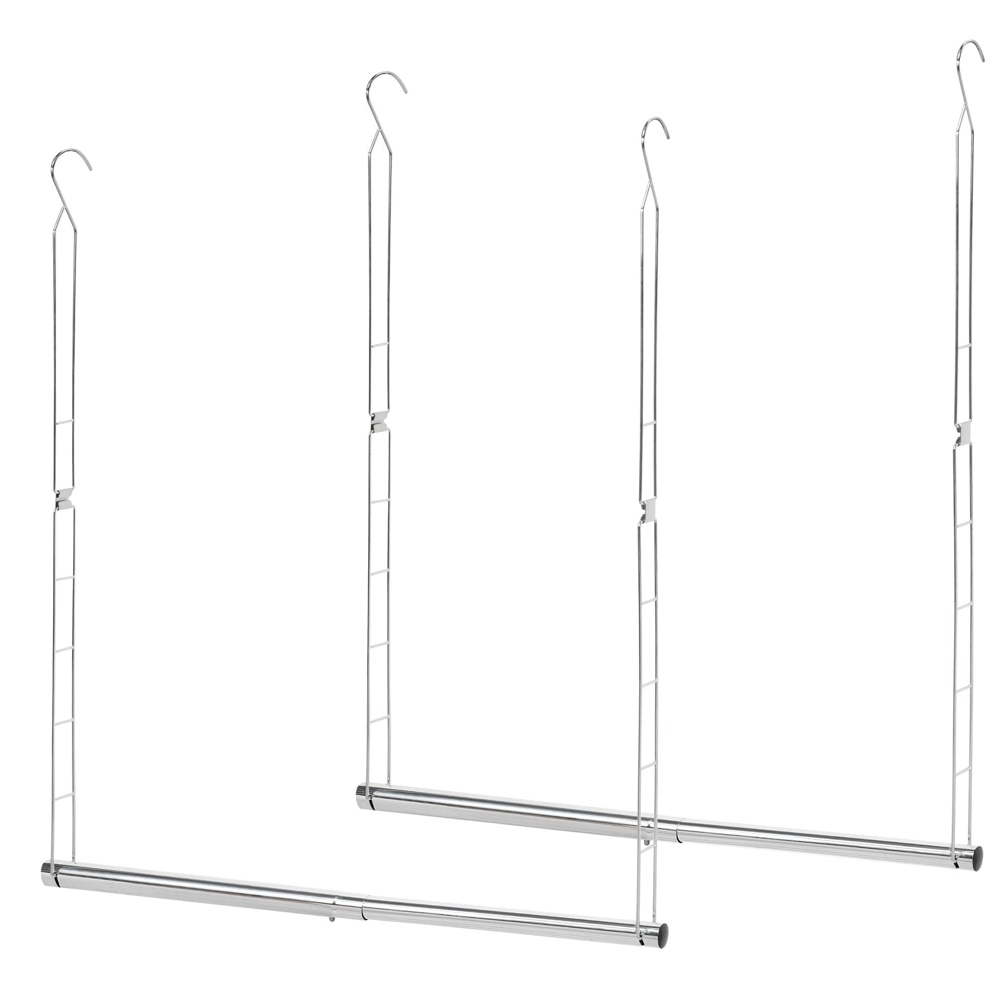 STORAGE MANIAC 2-Pack Adjustable Hanging Closet Rod, Double Hanging Closet Rod Organizer with Adjustable Horizontal Rod, Chrome