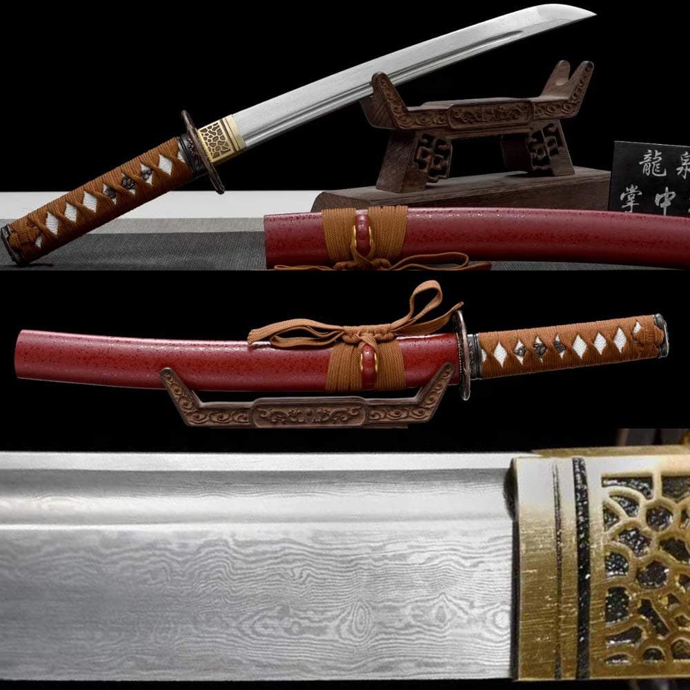 High Carbon Steel Japanese Samurai Sword Set Handmade Katana Wakizashi Tanto