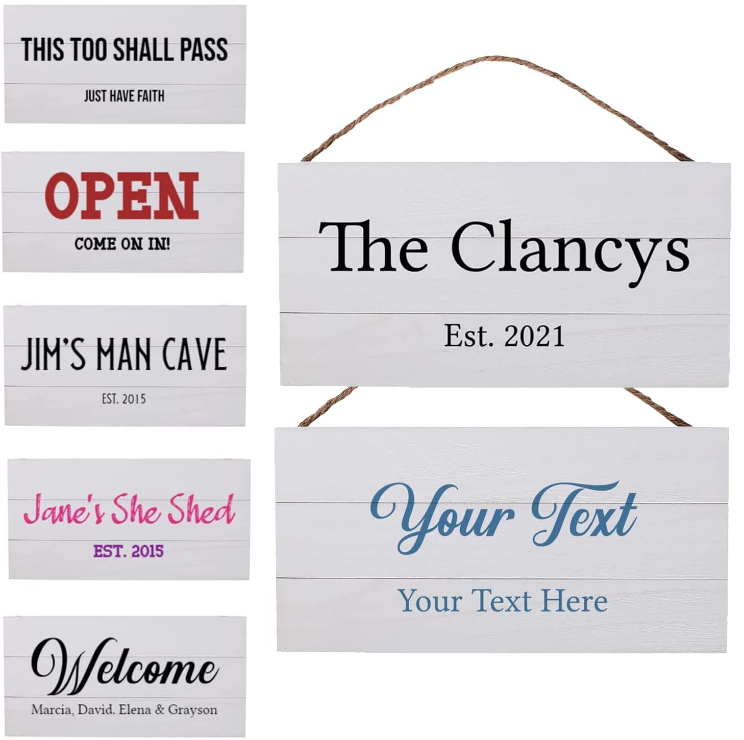 Personalized Sign for Home Decor - Custom Name Wooden Plank Rustic Farmhouse Decor Sign (13.75 x 7)