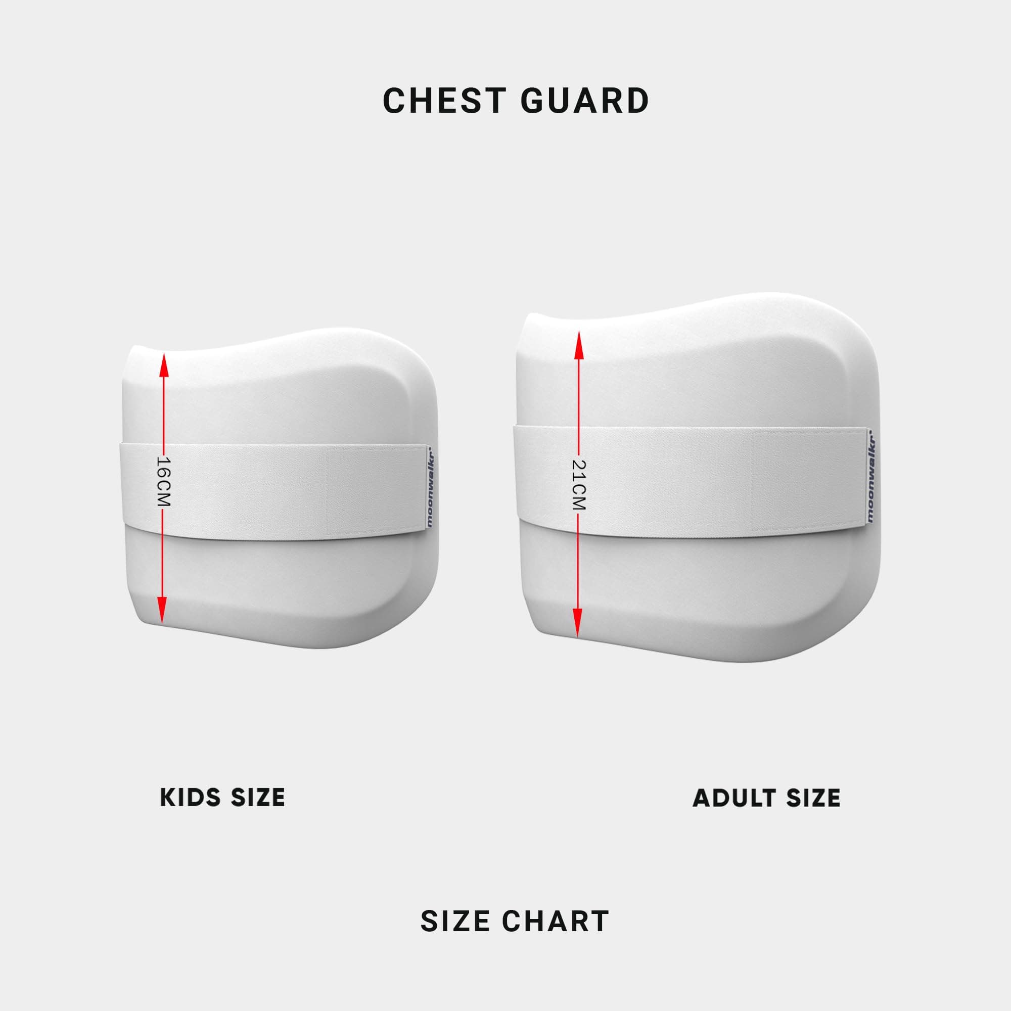 moonwalkr Cricket Chest Guard Protective Gear for Batters (5'4" - 6'6") Lightweight Cricket Equipment Maximum Protection Durable Chest Guard for Players (White, Adult)