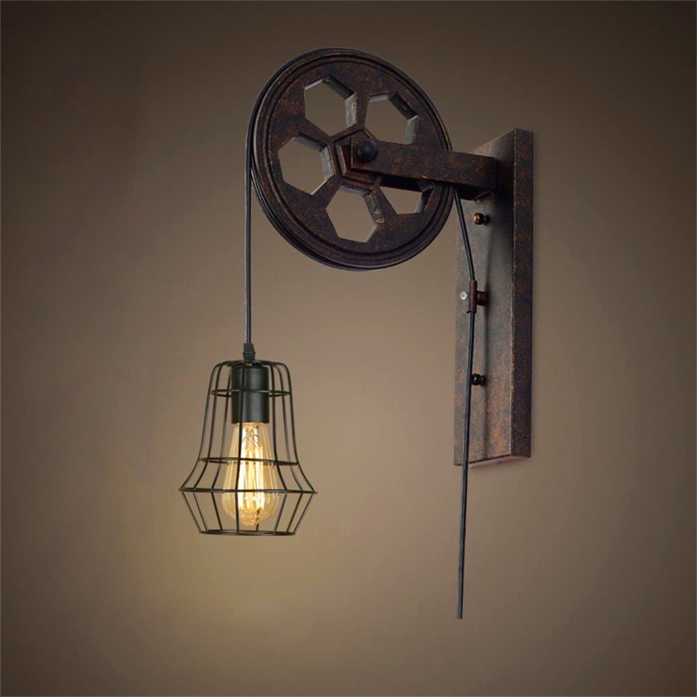 JZGLDS Industrial Retro Iron Wall Lamp Creative Personality Lift Pulley Wall Lamp3